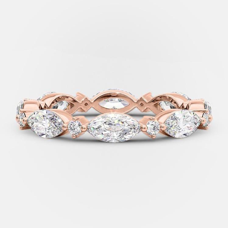 0.50 CT Marquise & Round Moissanite Diamond Alternative Stone Wedding Band - Camila Brown