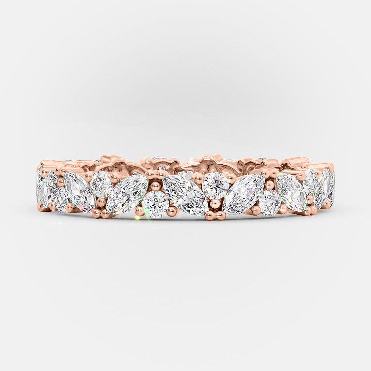 0.80 CT Marquise & Round Moissanite Diamond Alternative Stone Wedding Band - Camila Brown