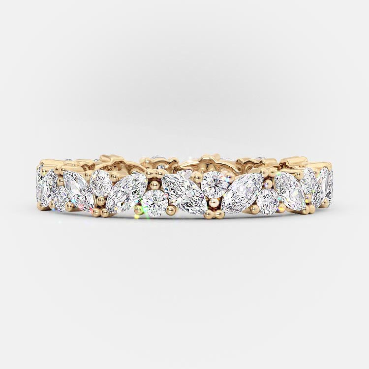 0.80 CT Marquise & Round Moissanite Diamond Alternative Stone Wedding Band - Camila Brown