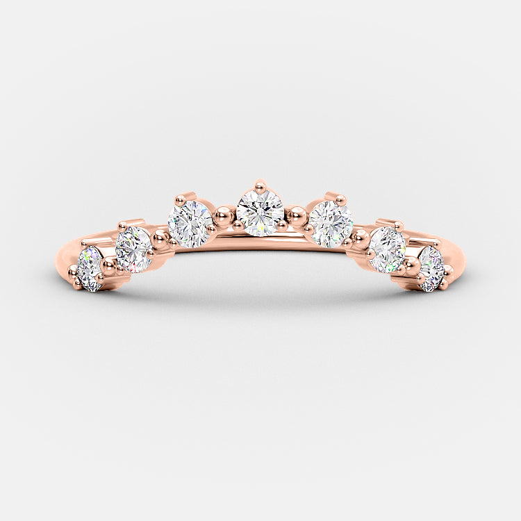 0.30 CT Round Moissanite Diamond Curved Wedding Band - Camila Brown