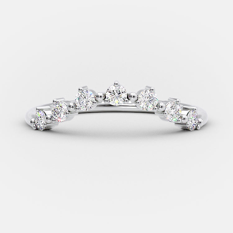 0.30 CT Round Moissanite Diamond Curved Wedding Band - Camila Brown