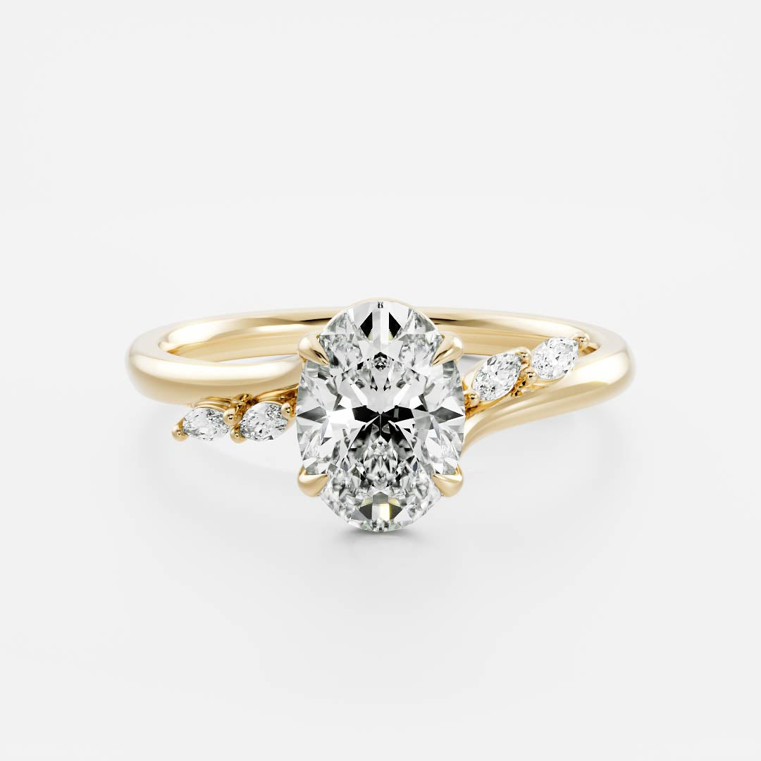 1.0 - 2.5 CT Oval Lab Grown Diamond Cluster Engagement Ring