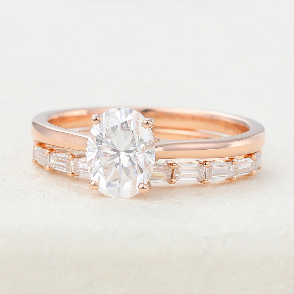 2.0 CT Oval Moissanite Solitaire Bridal Ring Set - Camila Brown