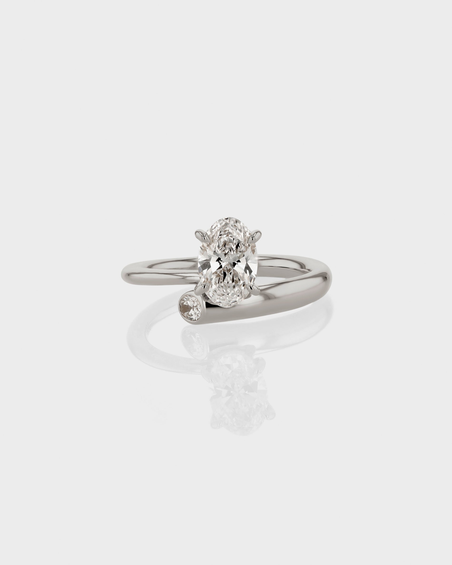1.0 - 3.0 CT Oval CVD Diamond Unique Engagement Ring