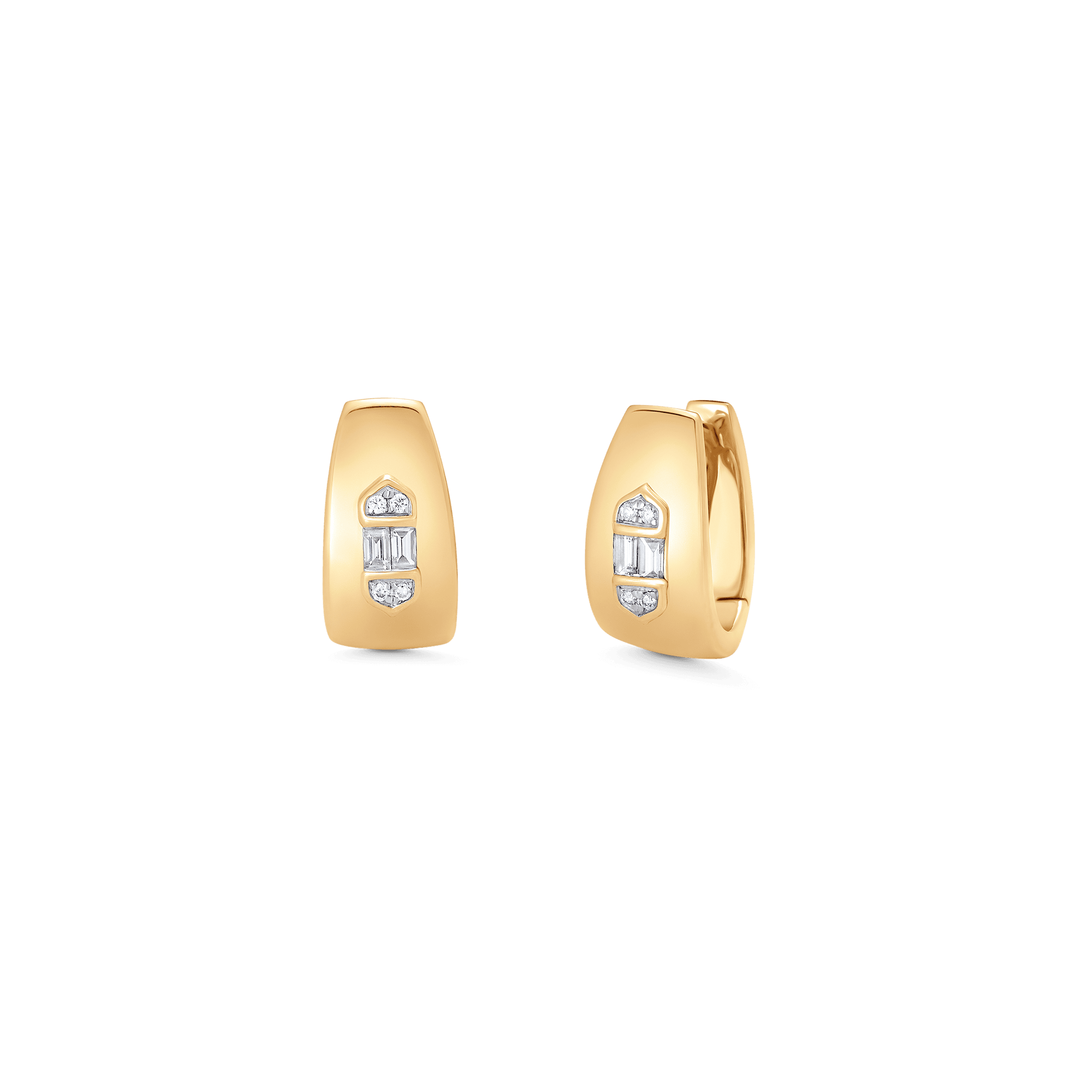 0.17 TCW Round & Baguette Moissanite Diamond Huggie Earrings - Camila Brown