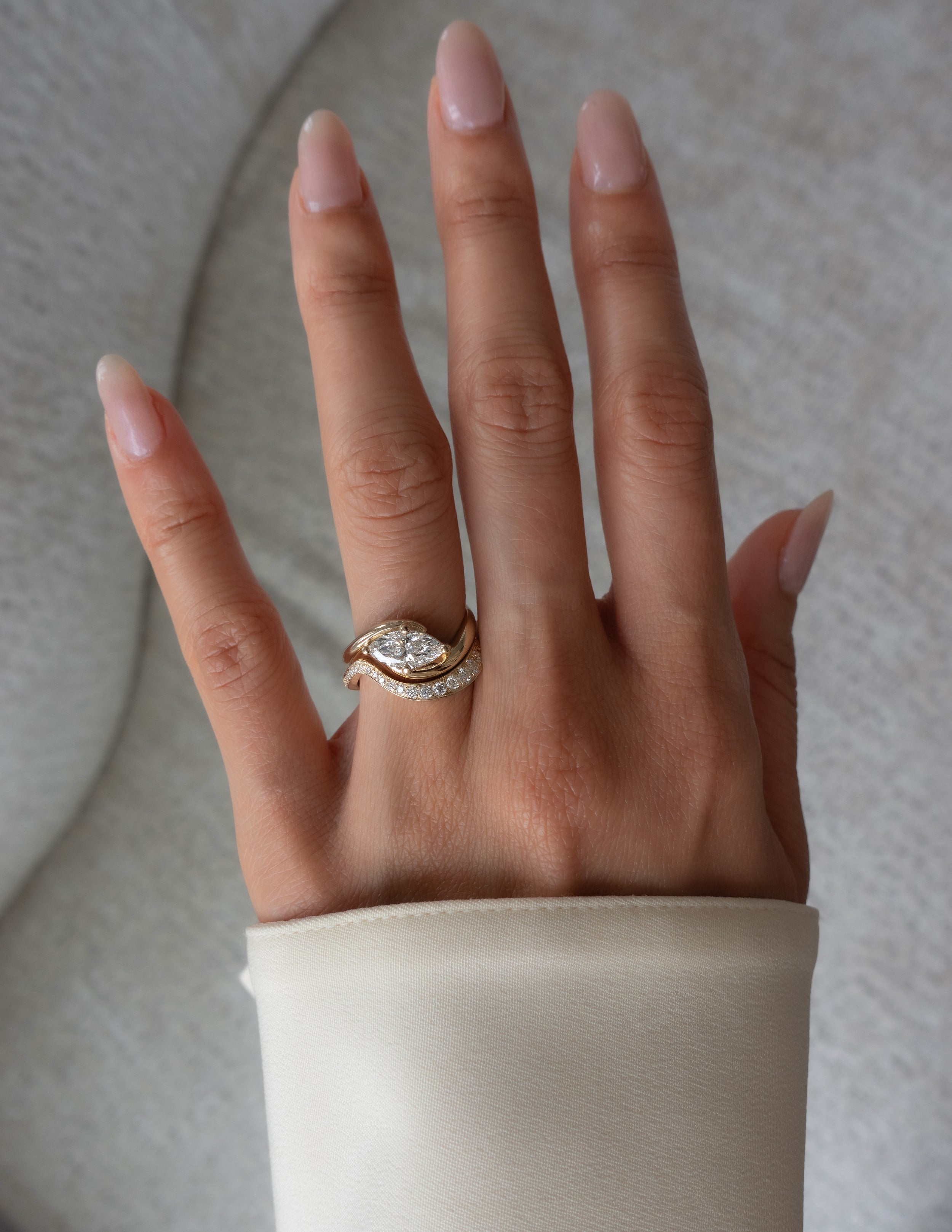 1.0 CT- 2.0 CT Marquise Cut Lab Grown Diamond Solitaire Setting Bridal Set