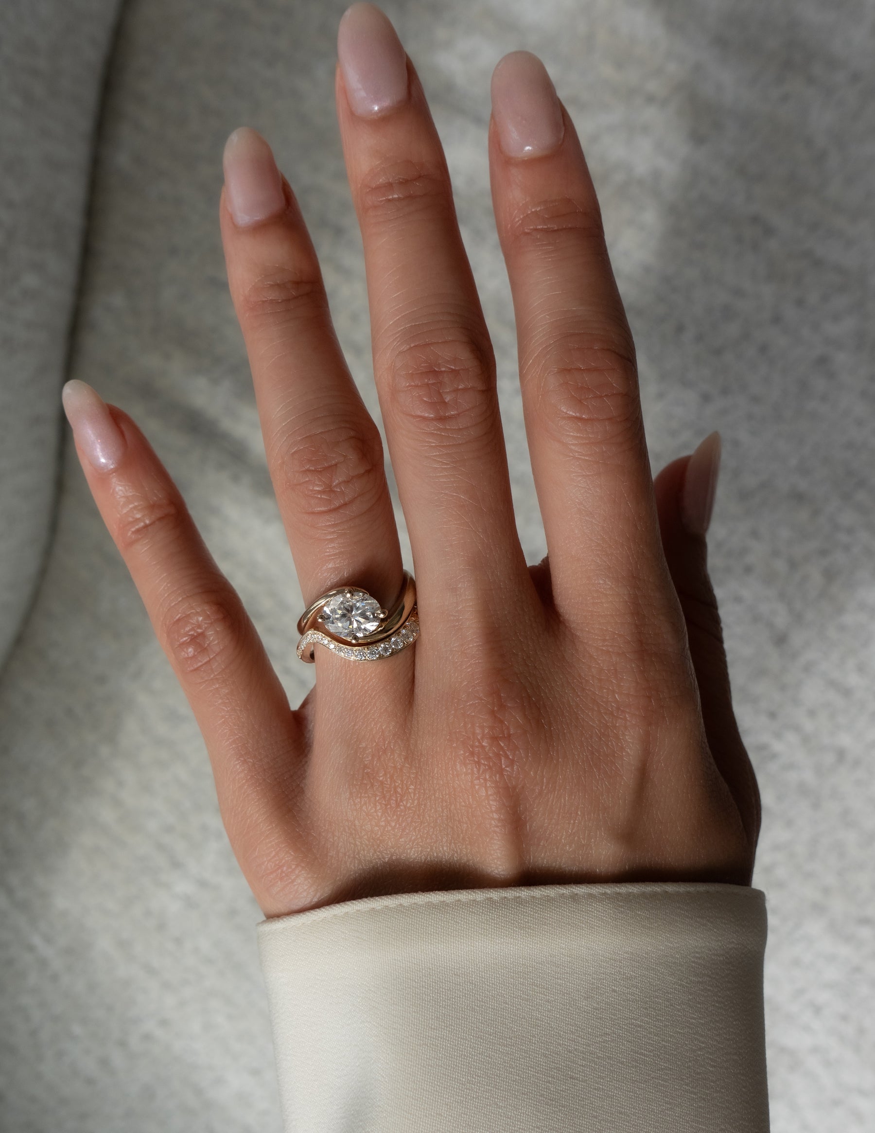 1.0 - 2.0 CT Oval Cut Lab Grown Diamond Solitaire Bridal Ring Set