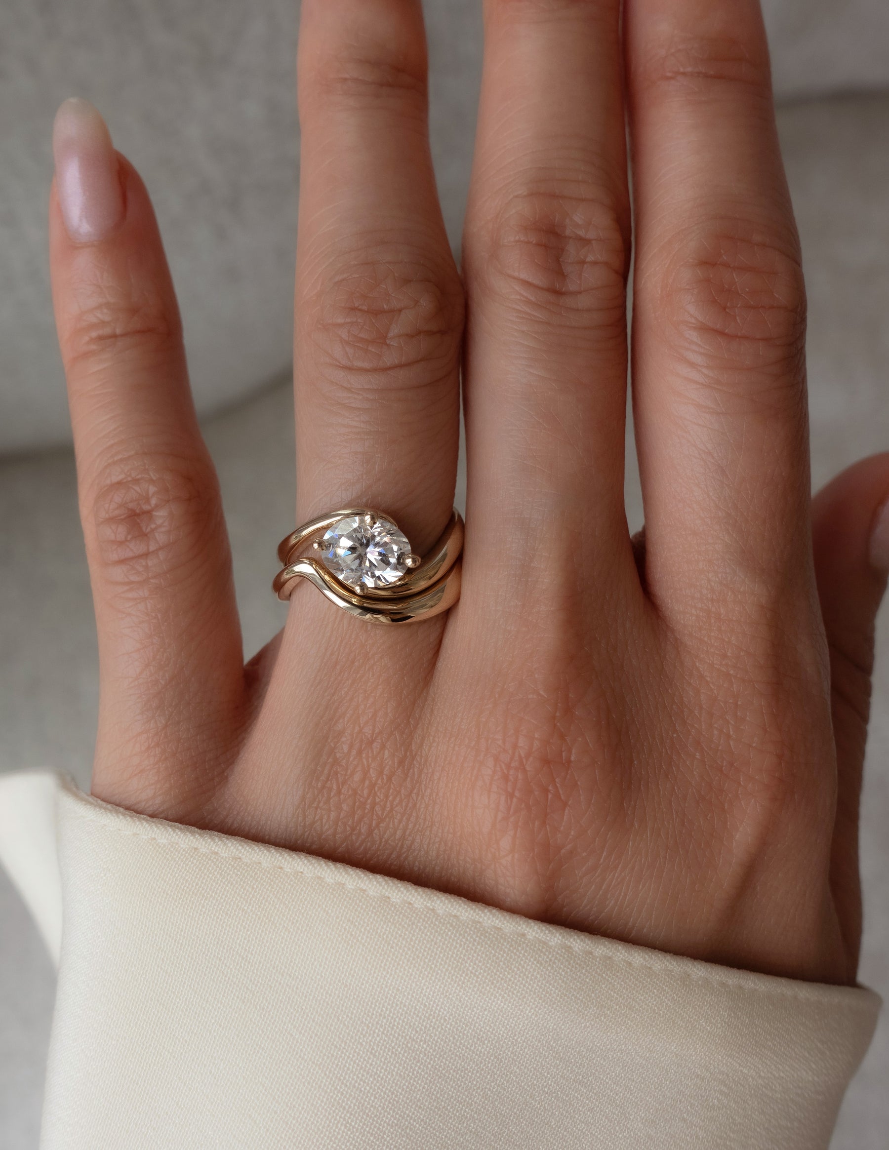 1.0 - 2.0 CT Oval Cut Lab Grown Diamond Solitaire Bridal Ring Set