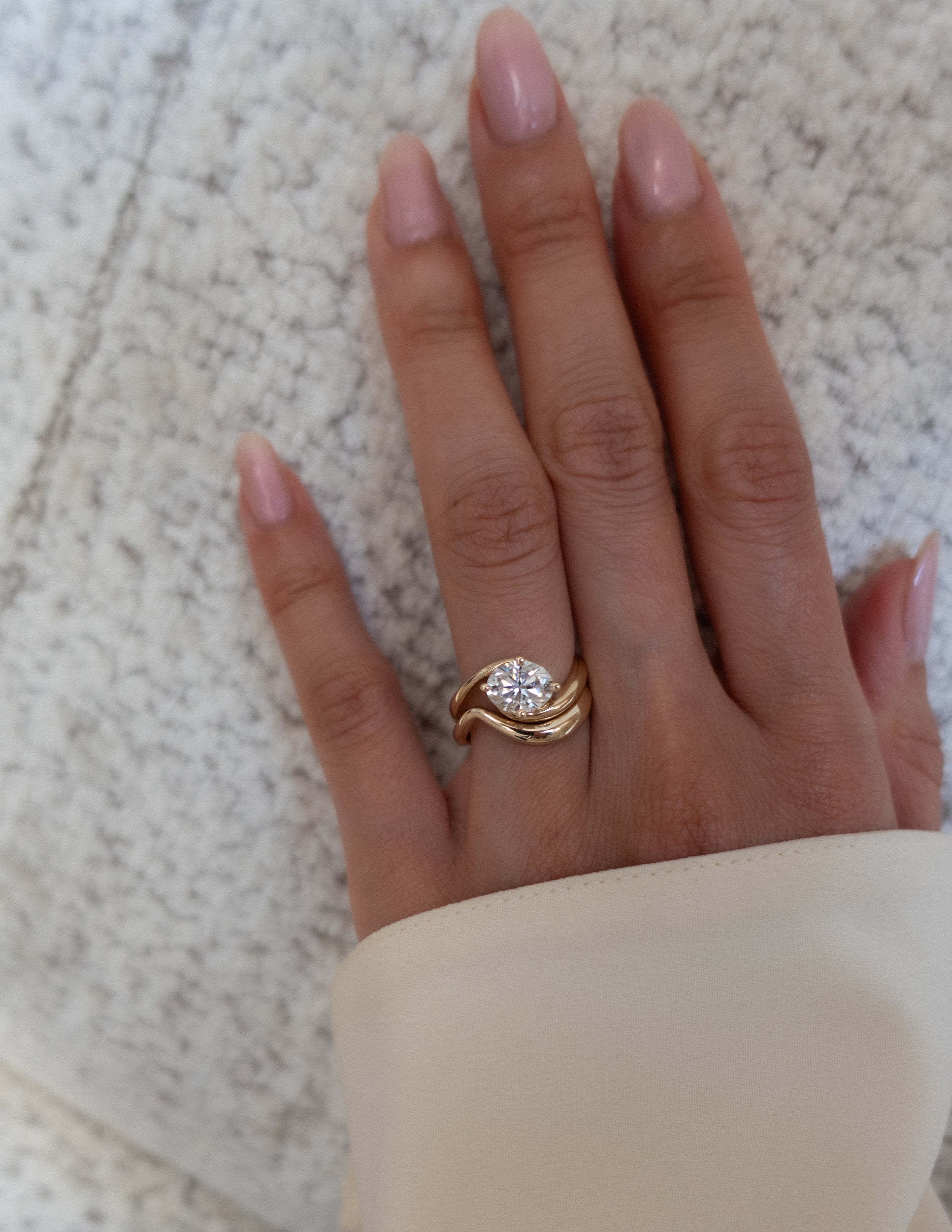 1.0-2.0 CT Oval CVD Diamond Solitaire Bridal Ring Set