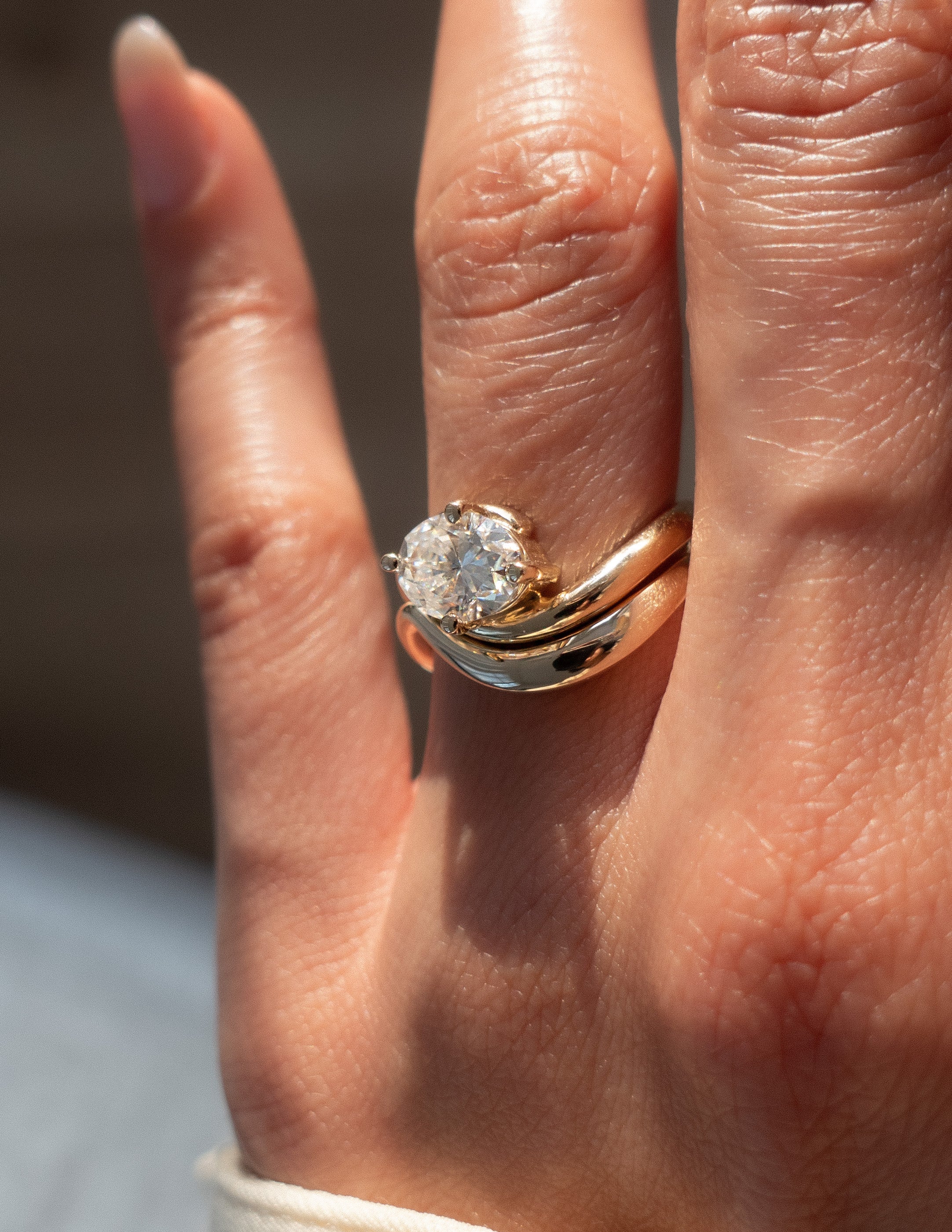 1.0-2.0 CT Oval CVD Diamond Solitaire Bridal Ring Set