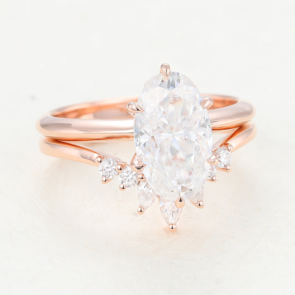 2.50 CT Oval Moissanite Solitaire Bridal Ring Set - Camila Brown