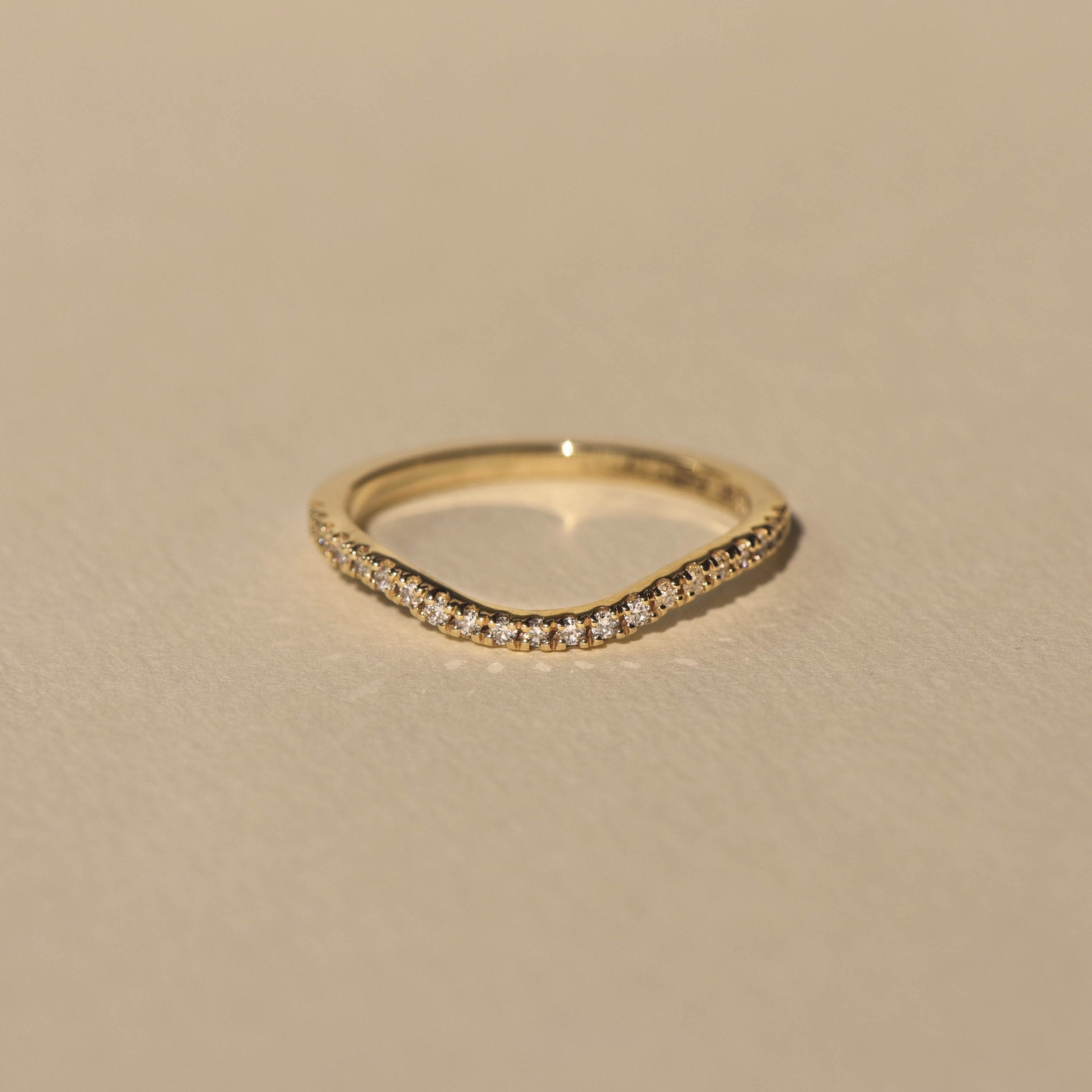 0.25 TCW Round Cut Curved Delicate Lab Grown Wedding Band