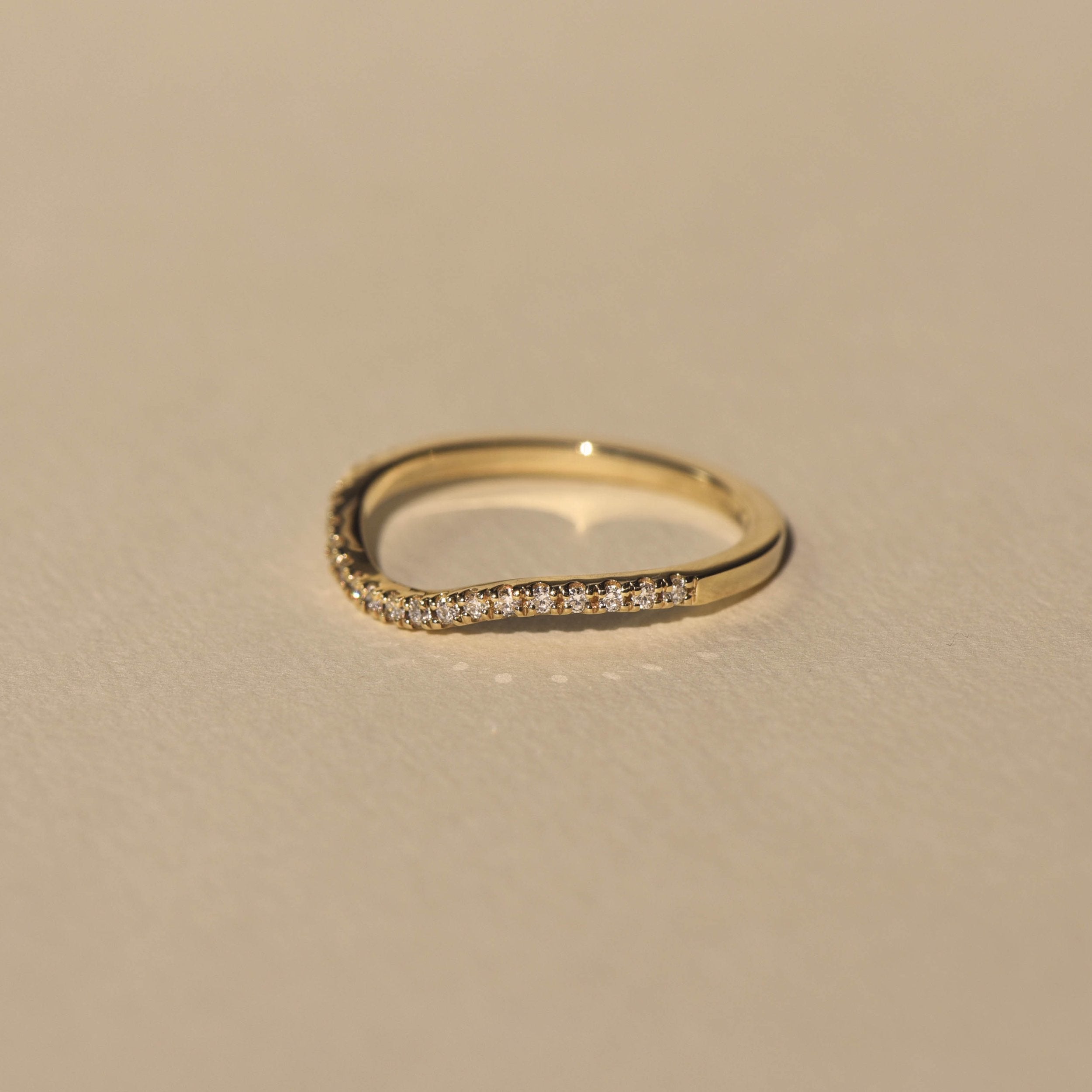 0.25 TCW Round Cut Curved Delicate Lab Grown Wedding Band