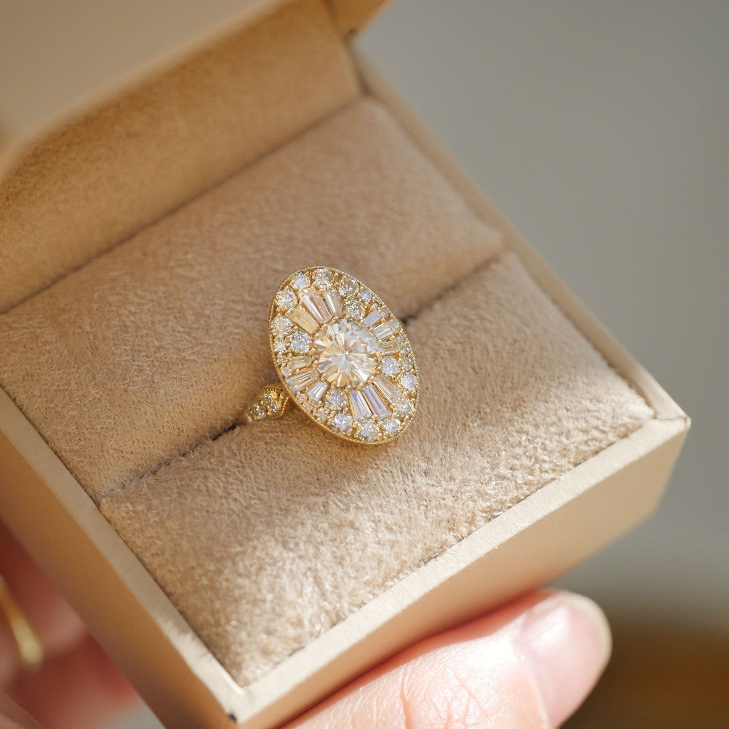 1.0 CT Round Shape Ballerina Lab Grown Engagement Ring