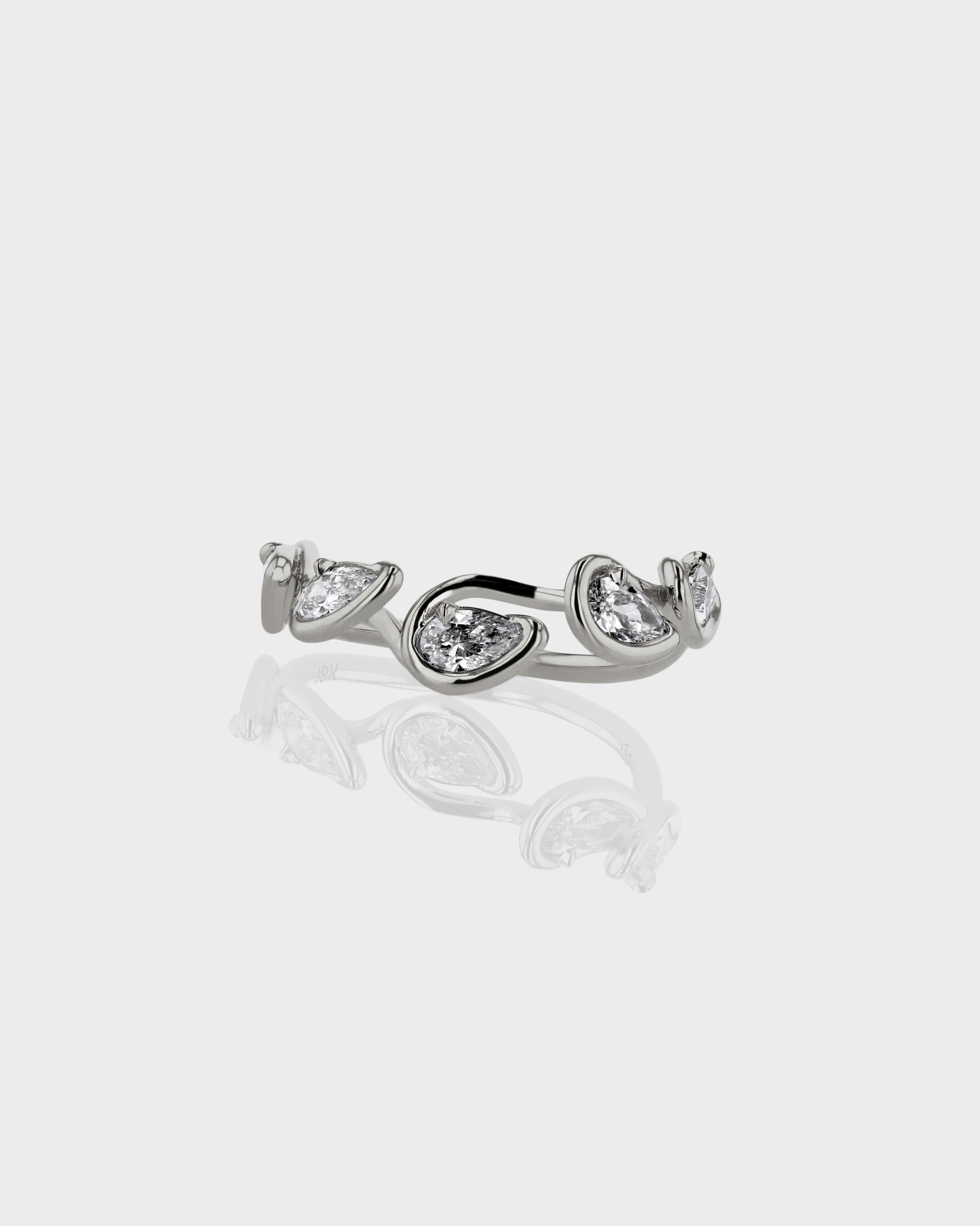 0.10 TCW Pear EF-VVS Diamond bezel Wedding Band