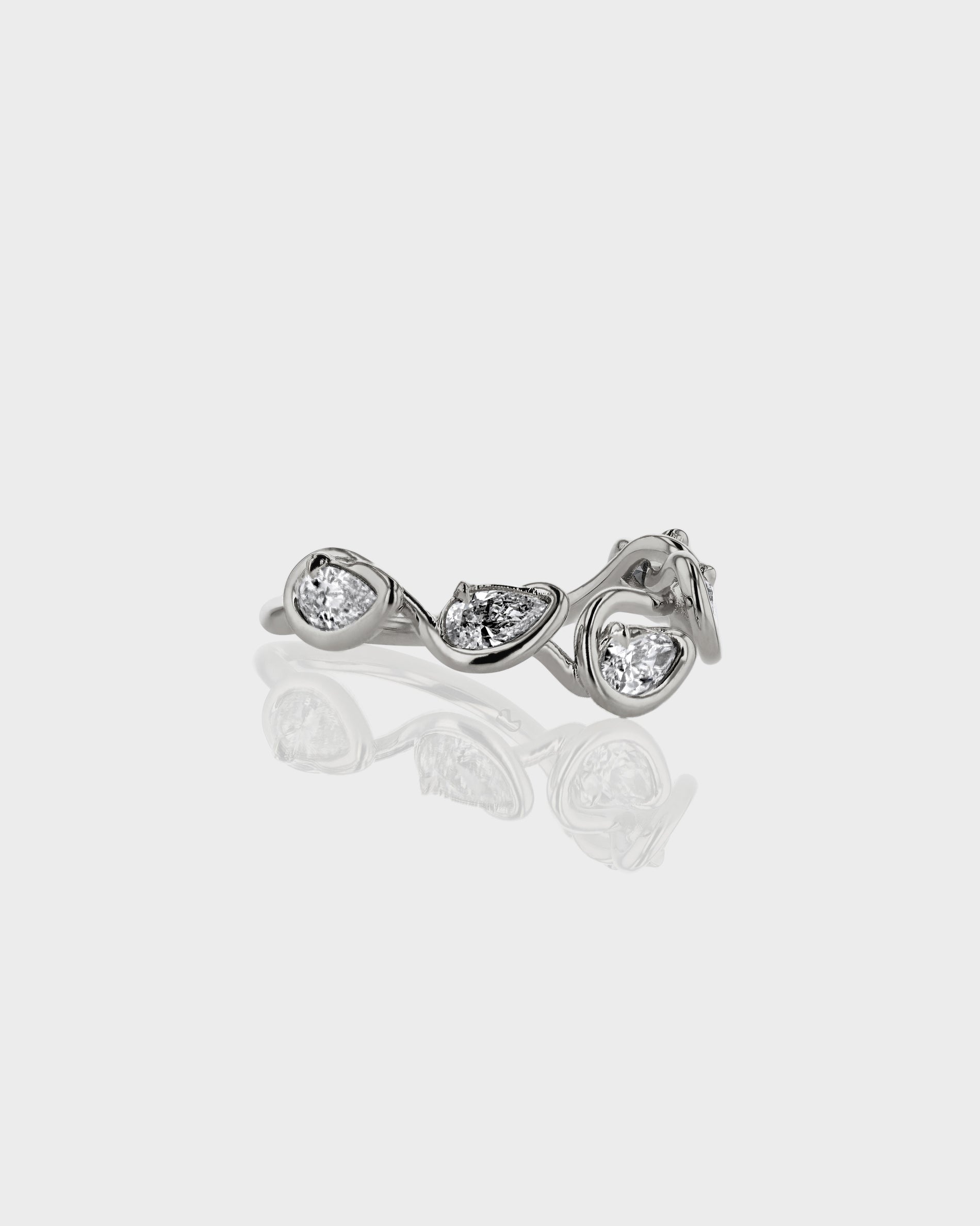 0.10 TCW Pear EF-VVS Diamond bezel Wedding Band