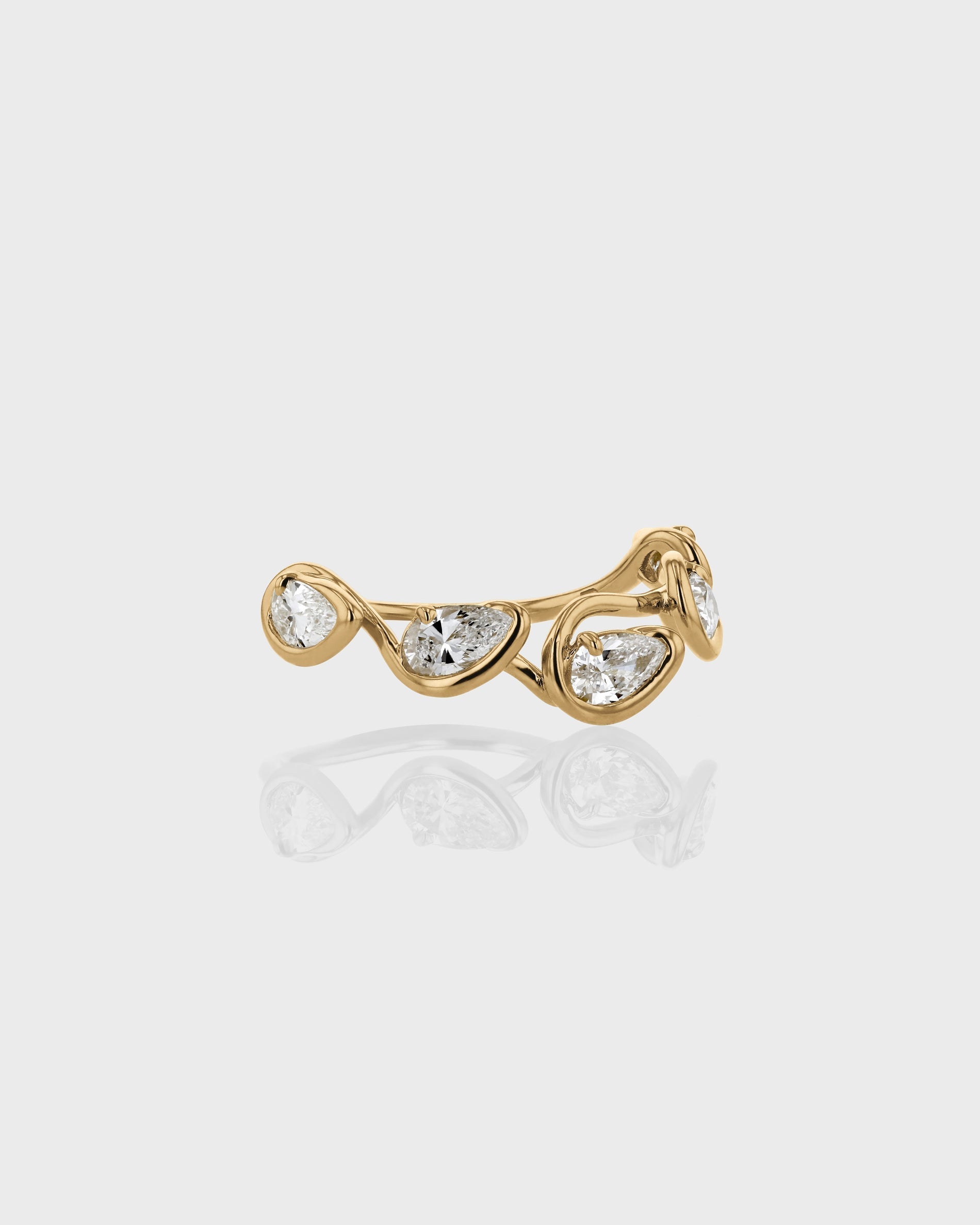 0.10 TCW Pear EF-VVS Diamond bezel Wedding Band