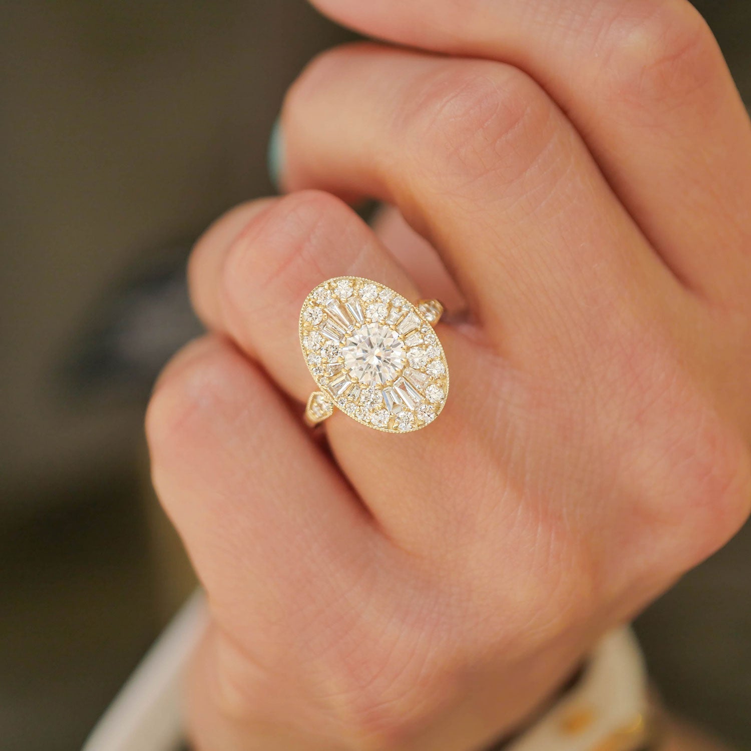 1.0 CT Round Shape Ballerina Lab Grown Engagement Ring