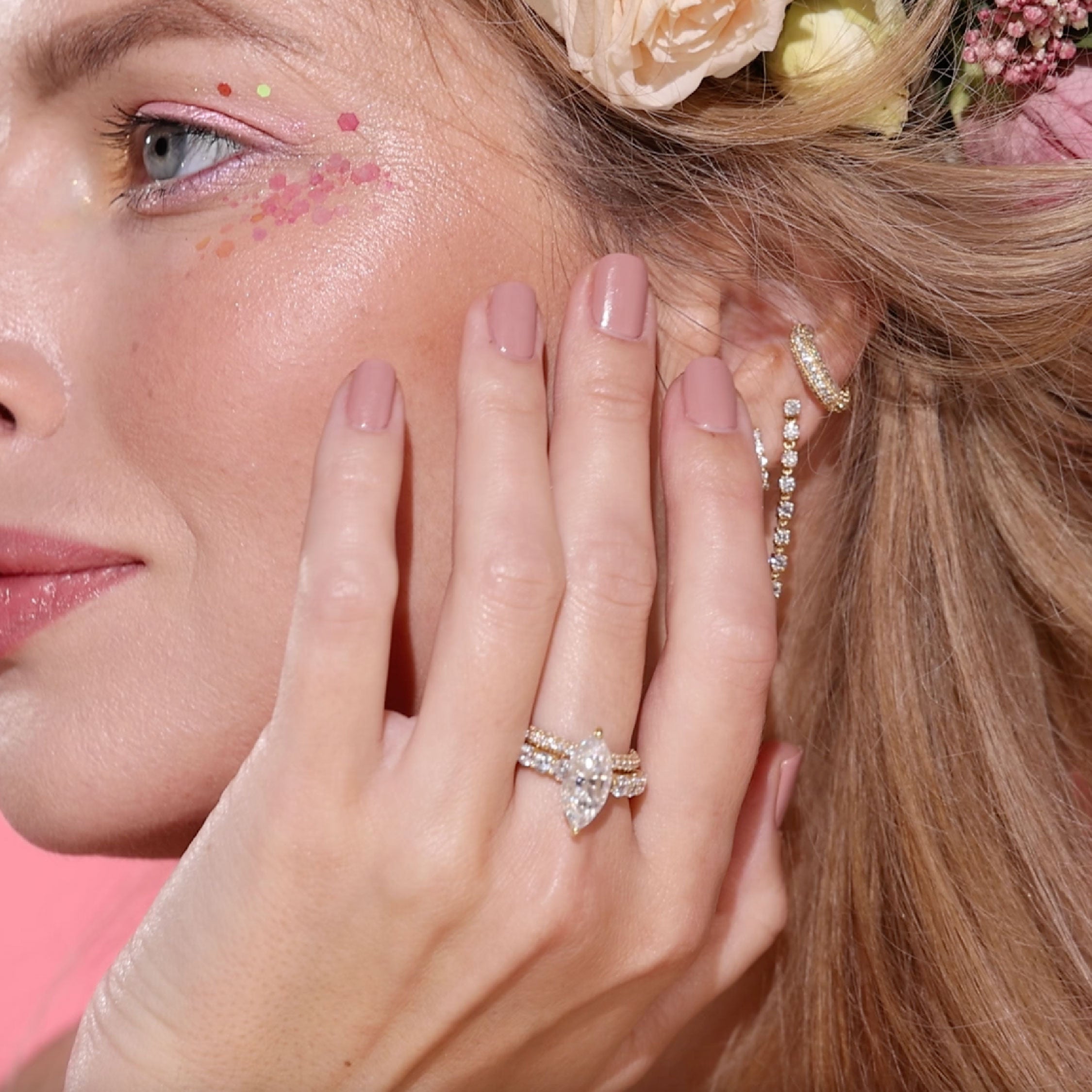 3.0 - 5.0 CT Marquise  Lab Grown Diamond Hidden Halo & Pave  Engagement Ring