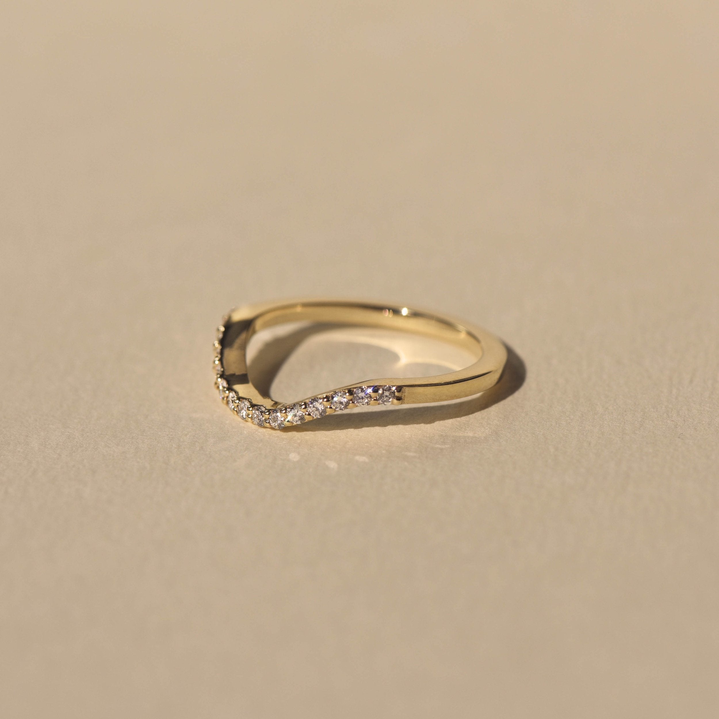 0.25 TCW Round Cut Curved Half Eternity Lab Grown Wedding Band