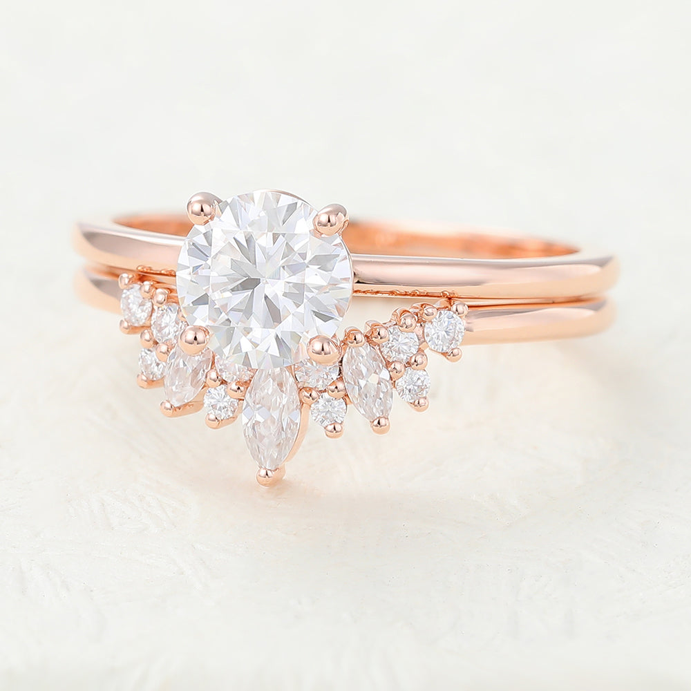 0.68 CT Round Moissanite Solitaire Bridal Ring Set - Camila Brown