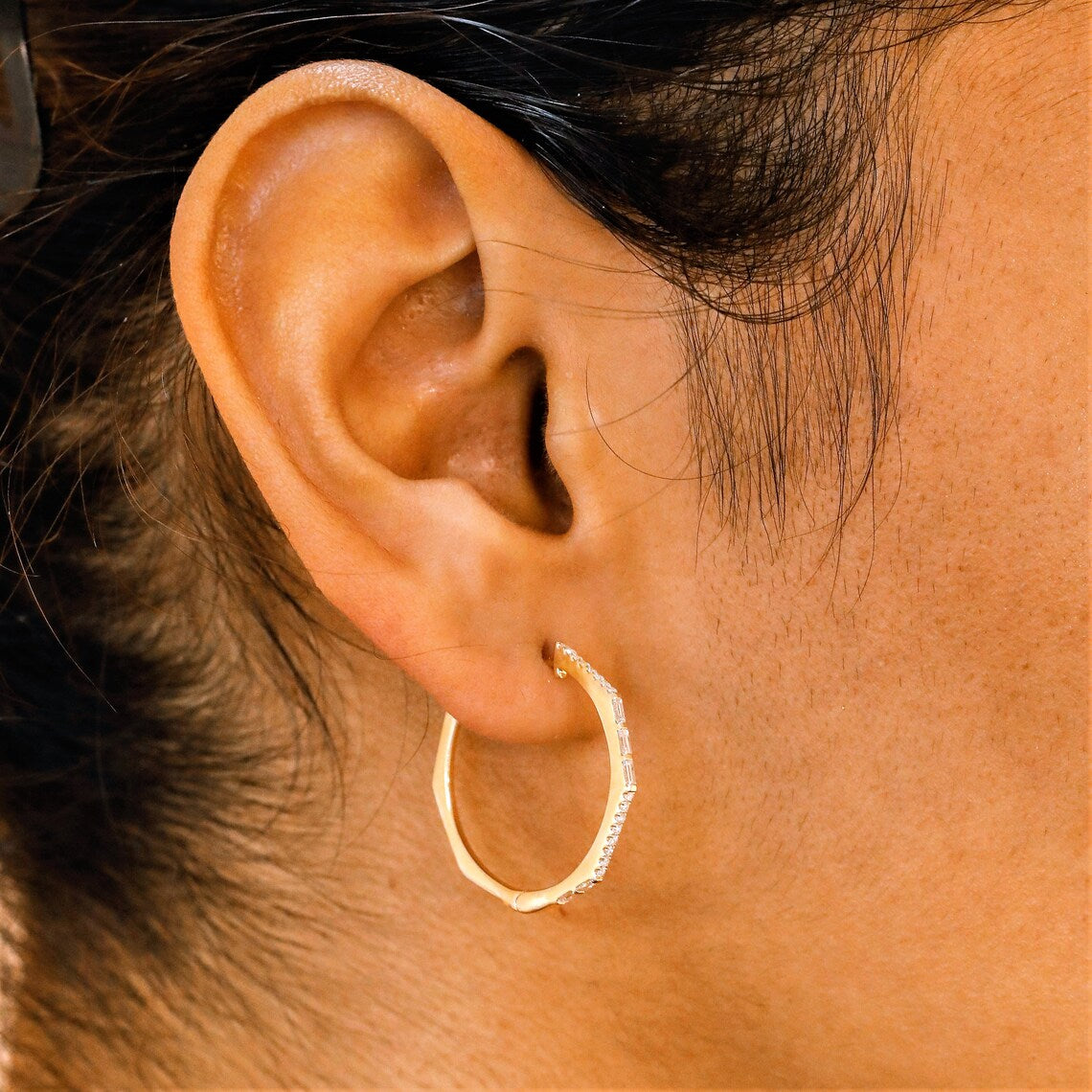 0.40 TCW Round Moissanite Diamond Hoop Earrings - Camila Brown