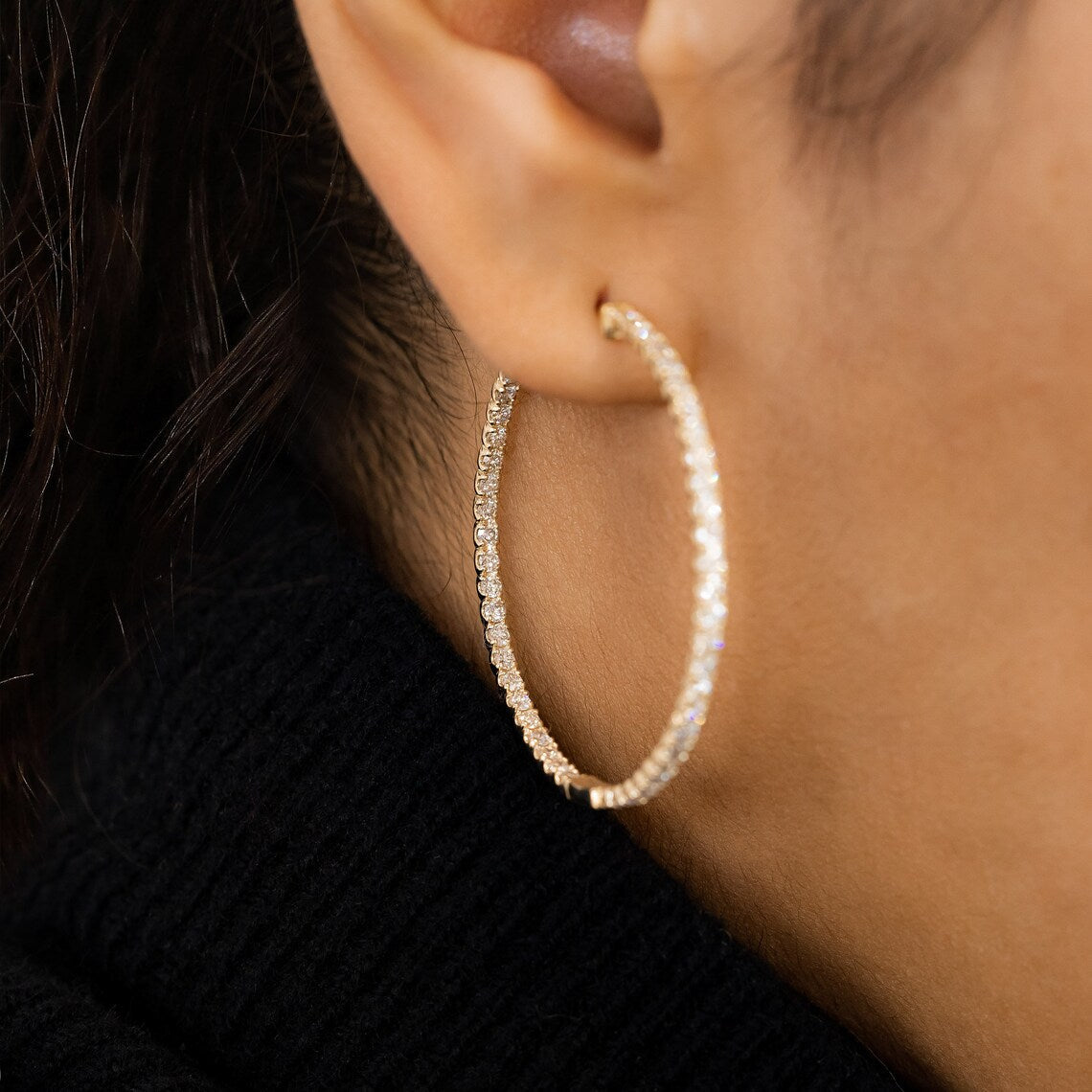 2.30 TCW Round Moissanite Diamond Hoop Earrings - Camila Brown