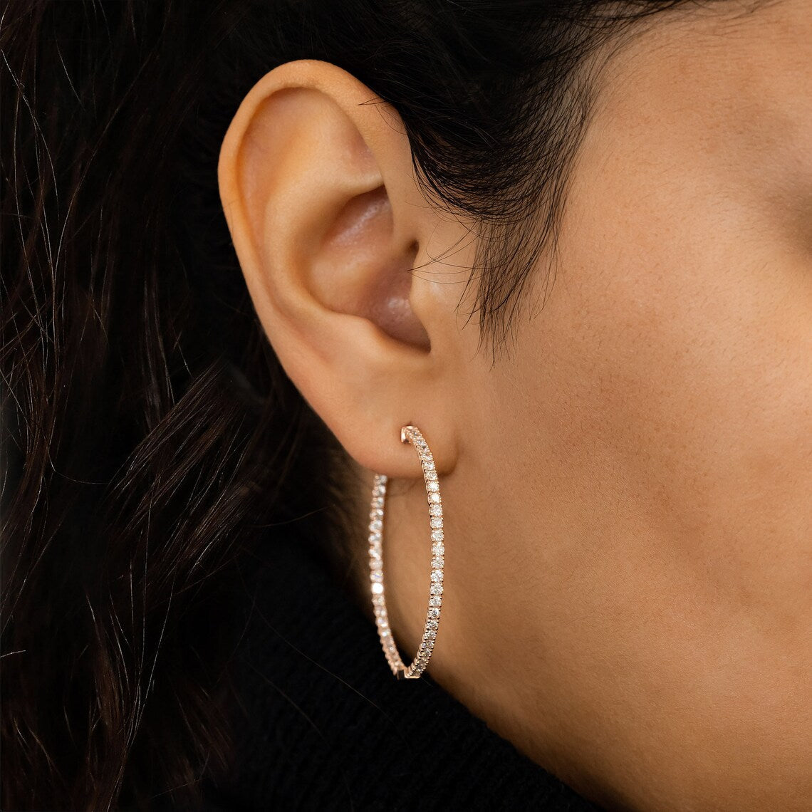 2.30 TCW Round Moissanite Diamond Hoop Earrings - Camila Brown