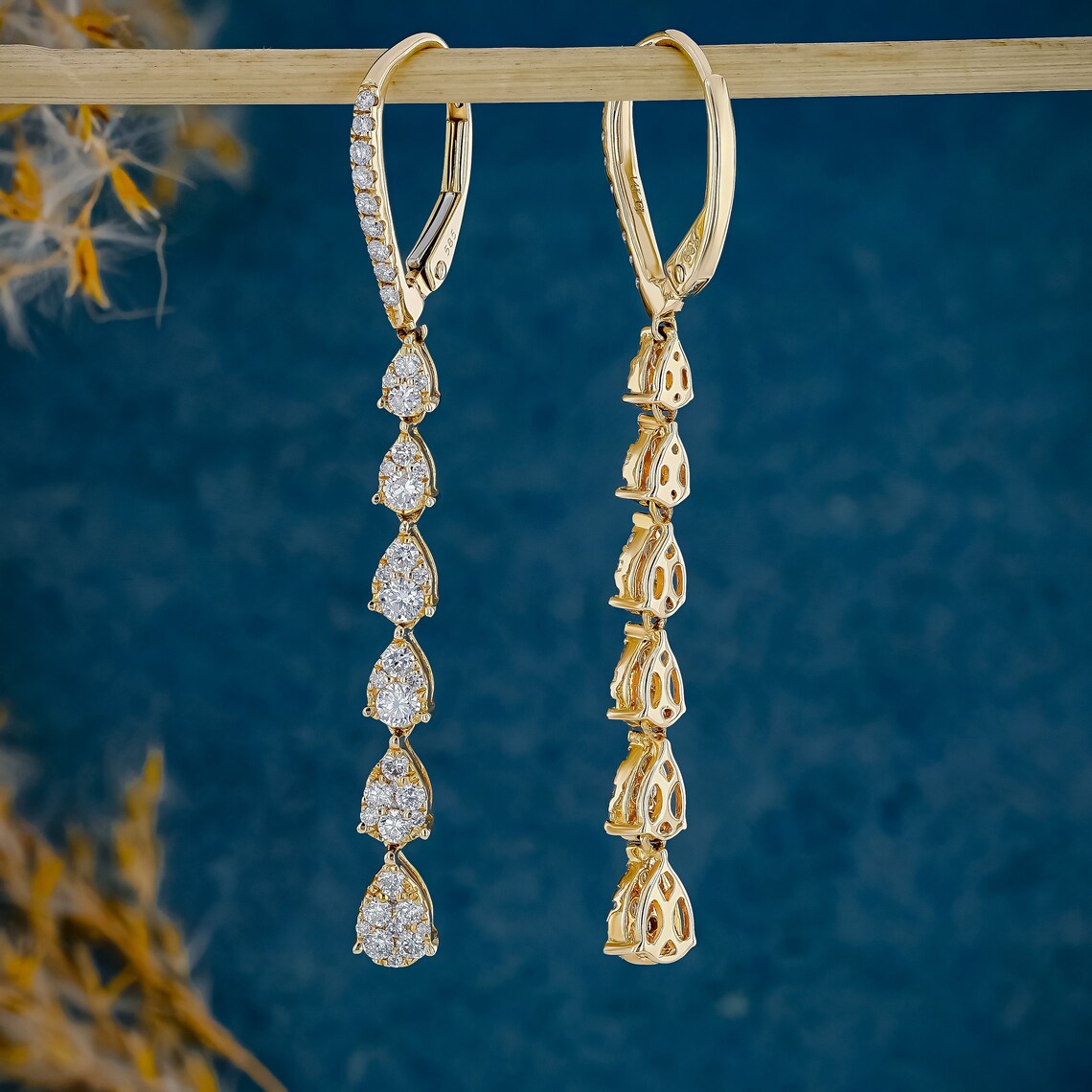 1.0 TCW Round Moissanite Diamond Long Drop Earrings - Camila Brown