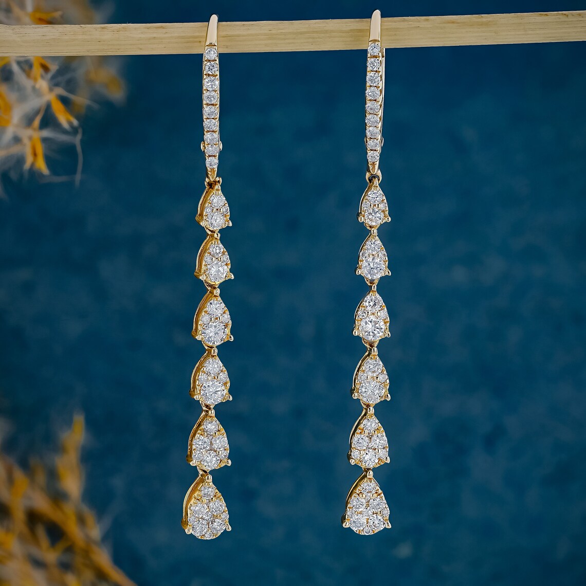 1.0 TCW Round Moissanite Diamond Long Drop Earrings - Camila Brown