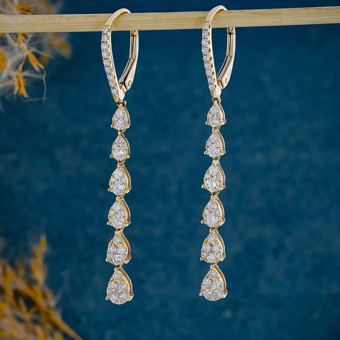 1.0 TCW Round Moissanite Diamond Long Drop Earrings - Camila Brown
