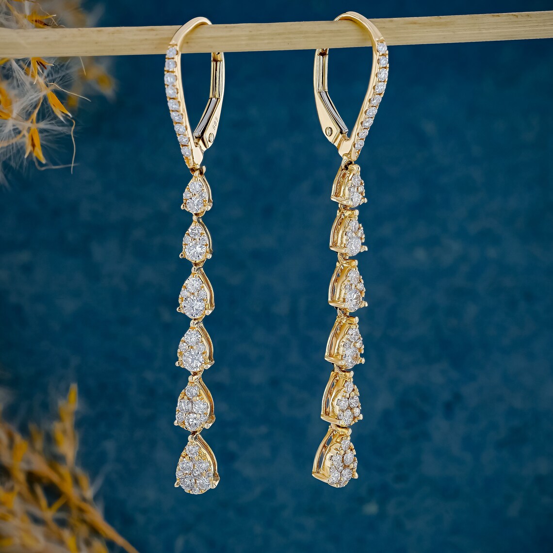 1.0 TCW Round Moissanite Diamond Long Drop Earrings - Camila Brown