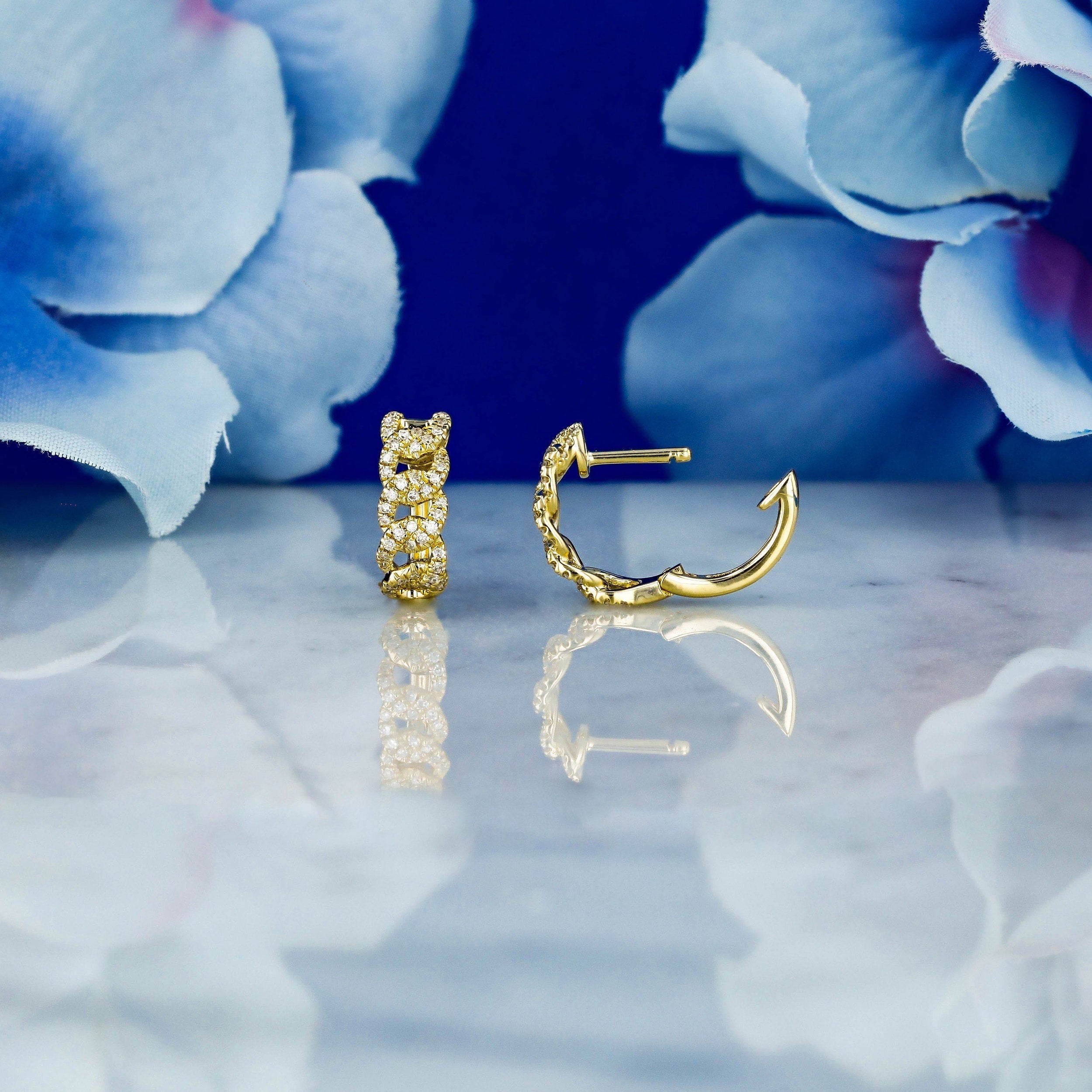0.24 TCW Round Moissanite Diamond Link Hoop Earrings - Camila Brown