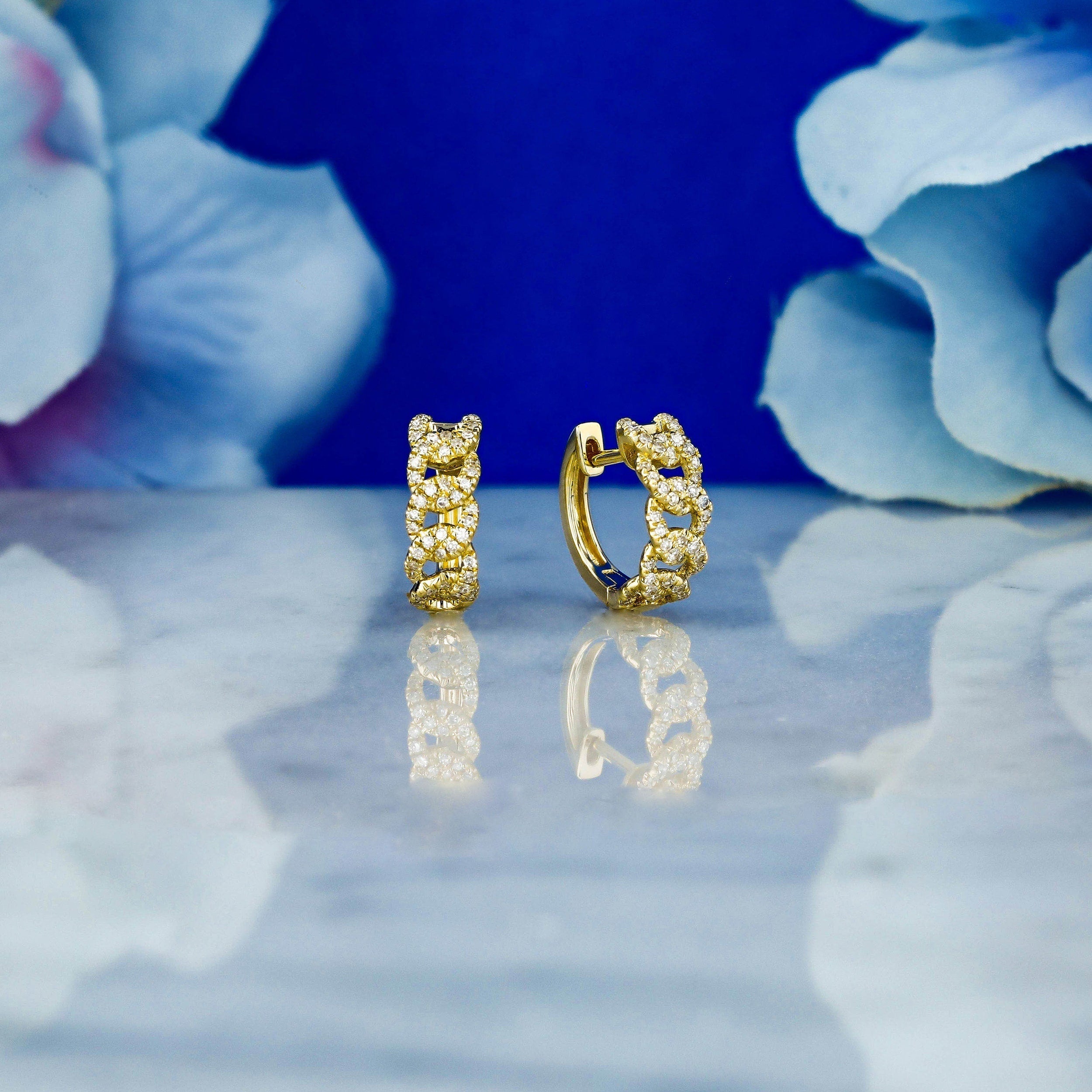 0.24 TCW Round Moissanite Diamond Link Hoop Earrings - Camila Brown