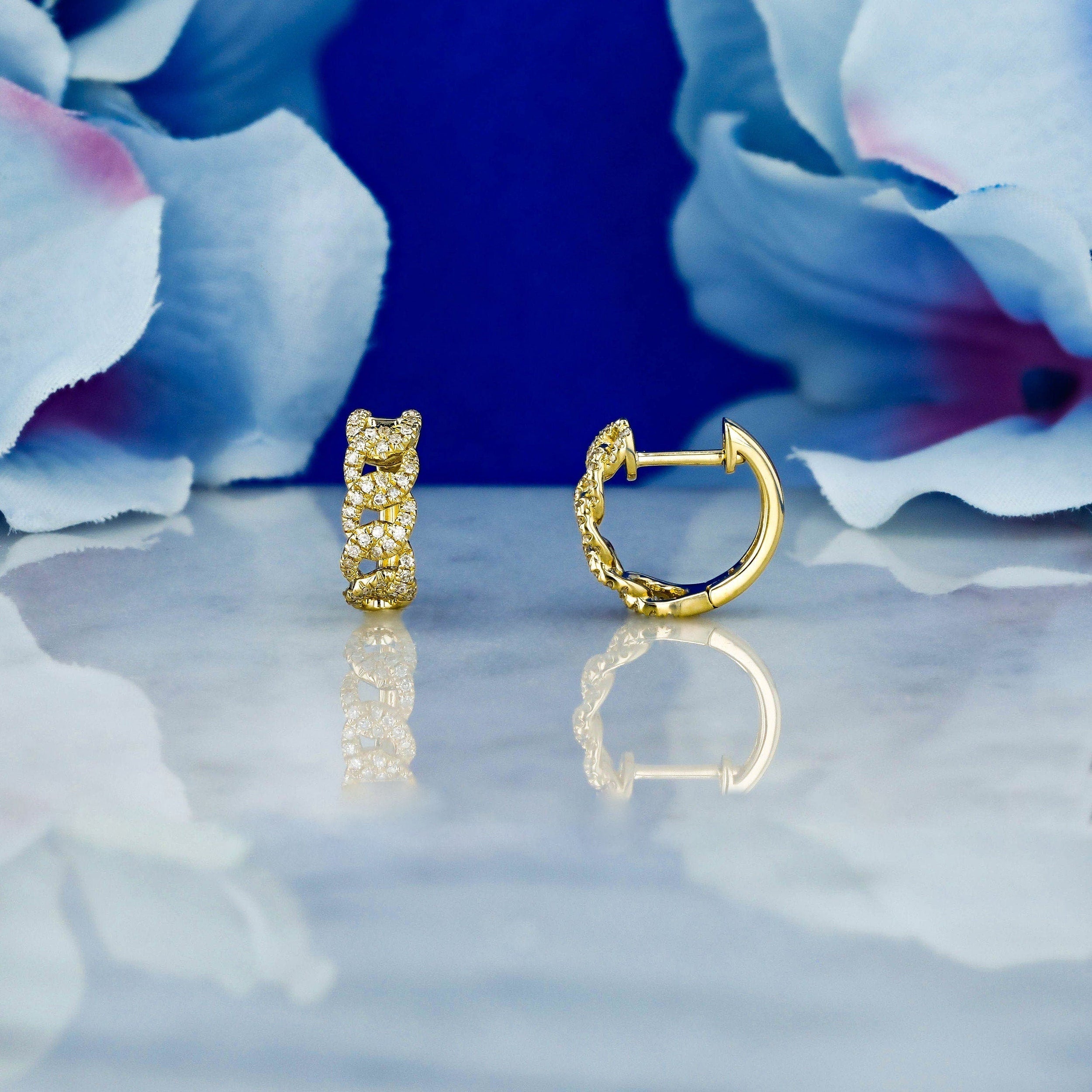 0.24 TCW Round Moissanite Diamond Link Hoop Earrings - Camila Brown