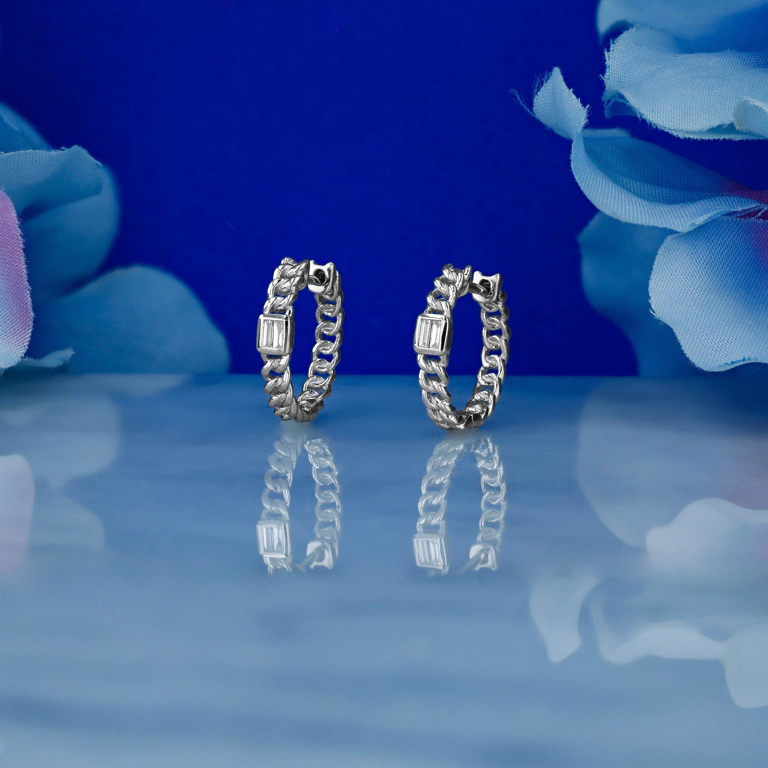 0.80 TCW Baguette Moissanite Diamond Huggie Hoop Earrings - Camila Brown