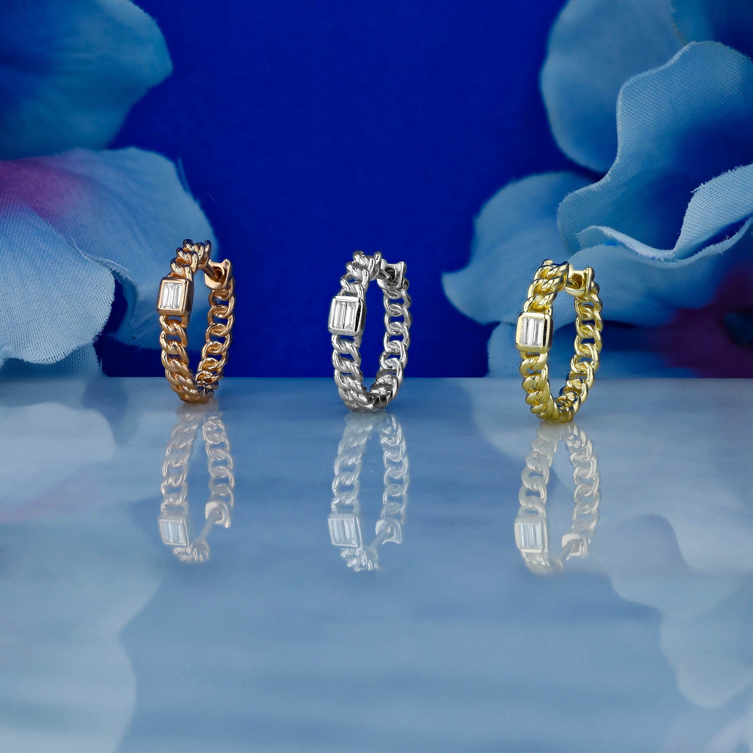 0.80 TCW Baguette Moissanite Diamond Huggie Hoop Earrings - Camila Brown