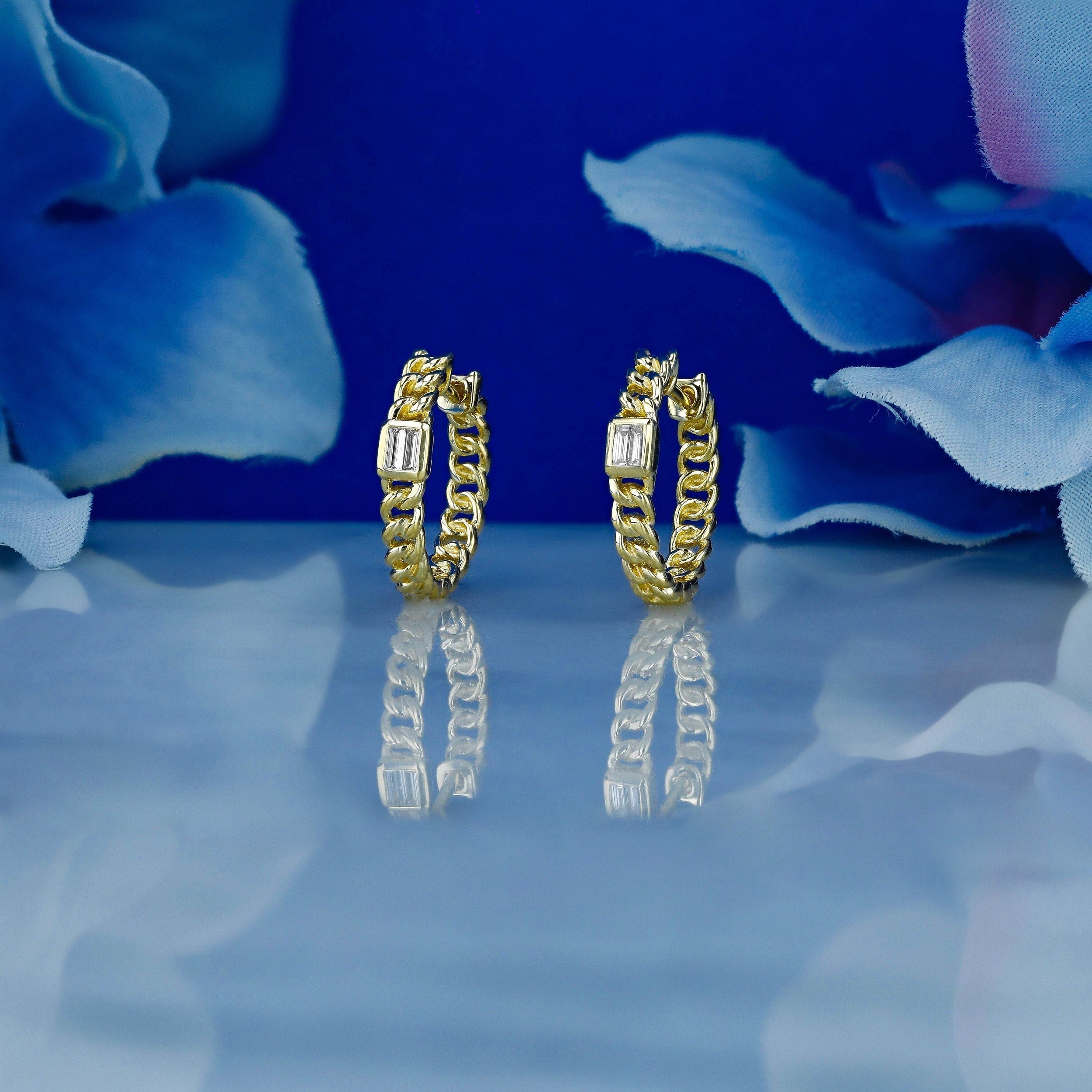0.80 TCW Baguette Moissanite Diamond Huggie Hoop Earrings - Camila Brown