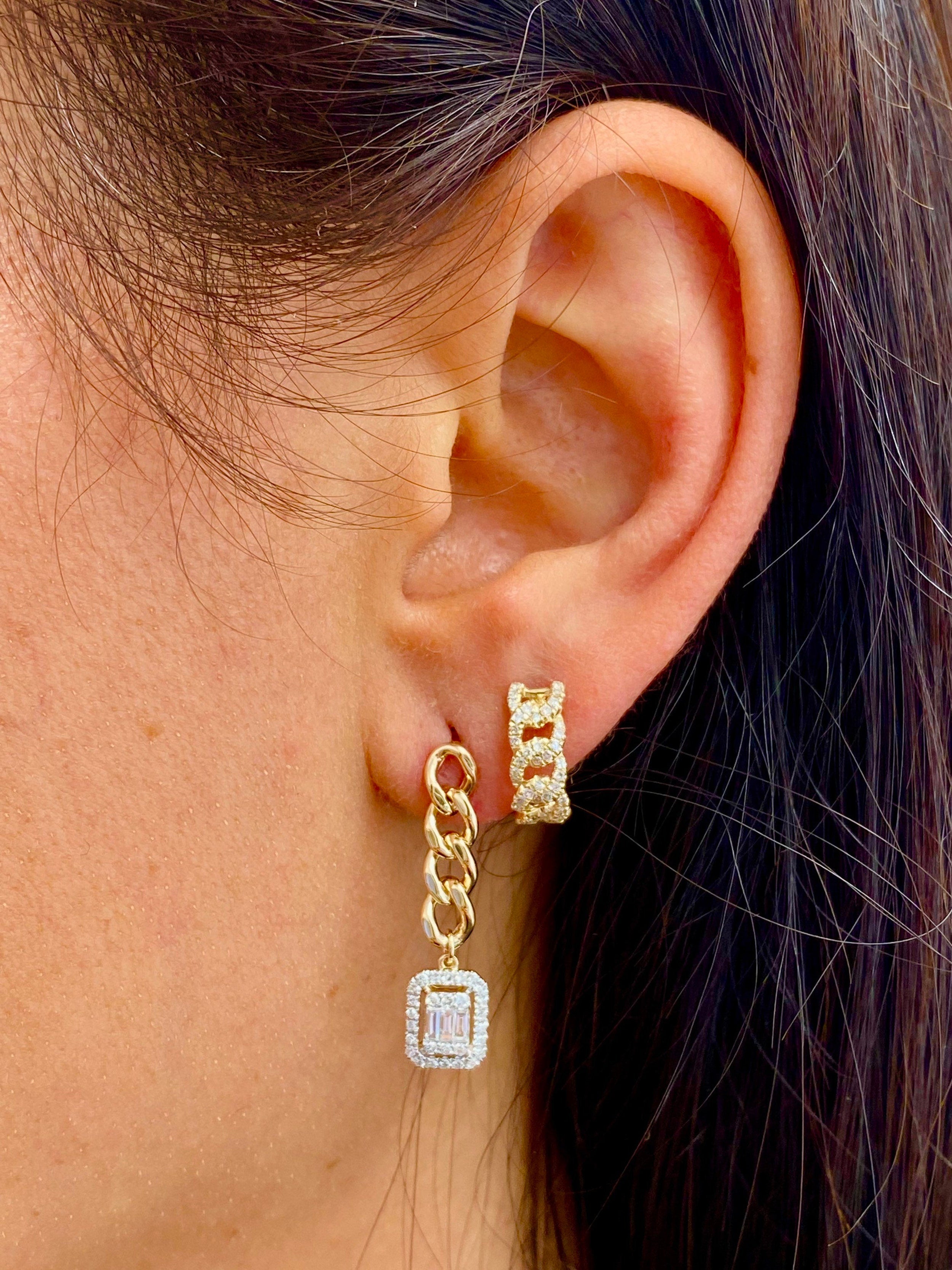 0.24 TCW Round Moissanite Diamond Link Hoop Earrings - Camila Brown