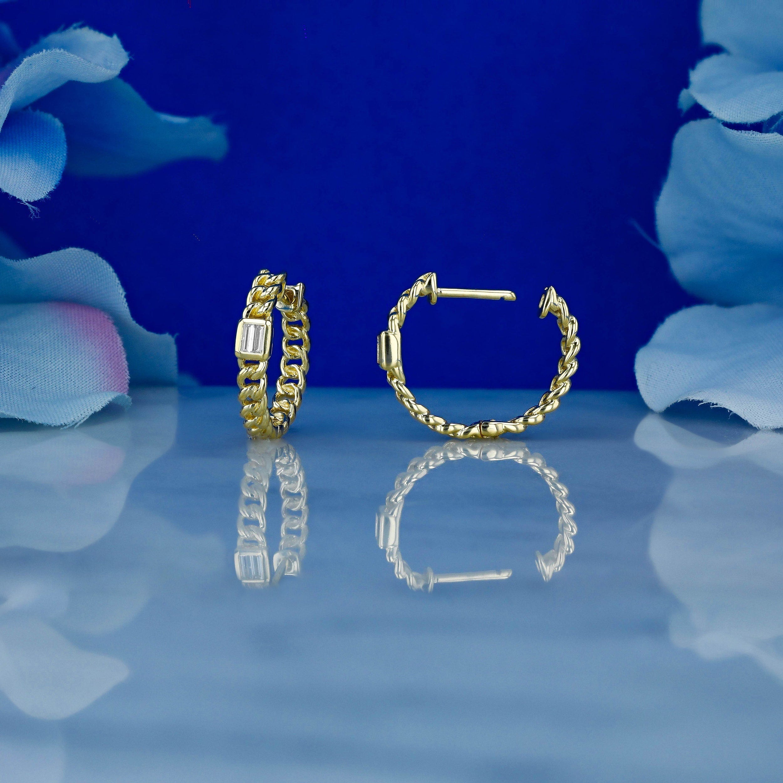 0.80 TCW Baguette Moissanite Diamond Huggie Hoop Earrings - Camila Brown
