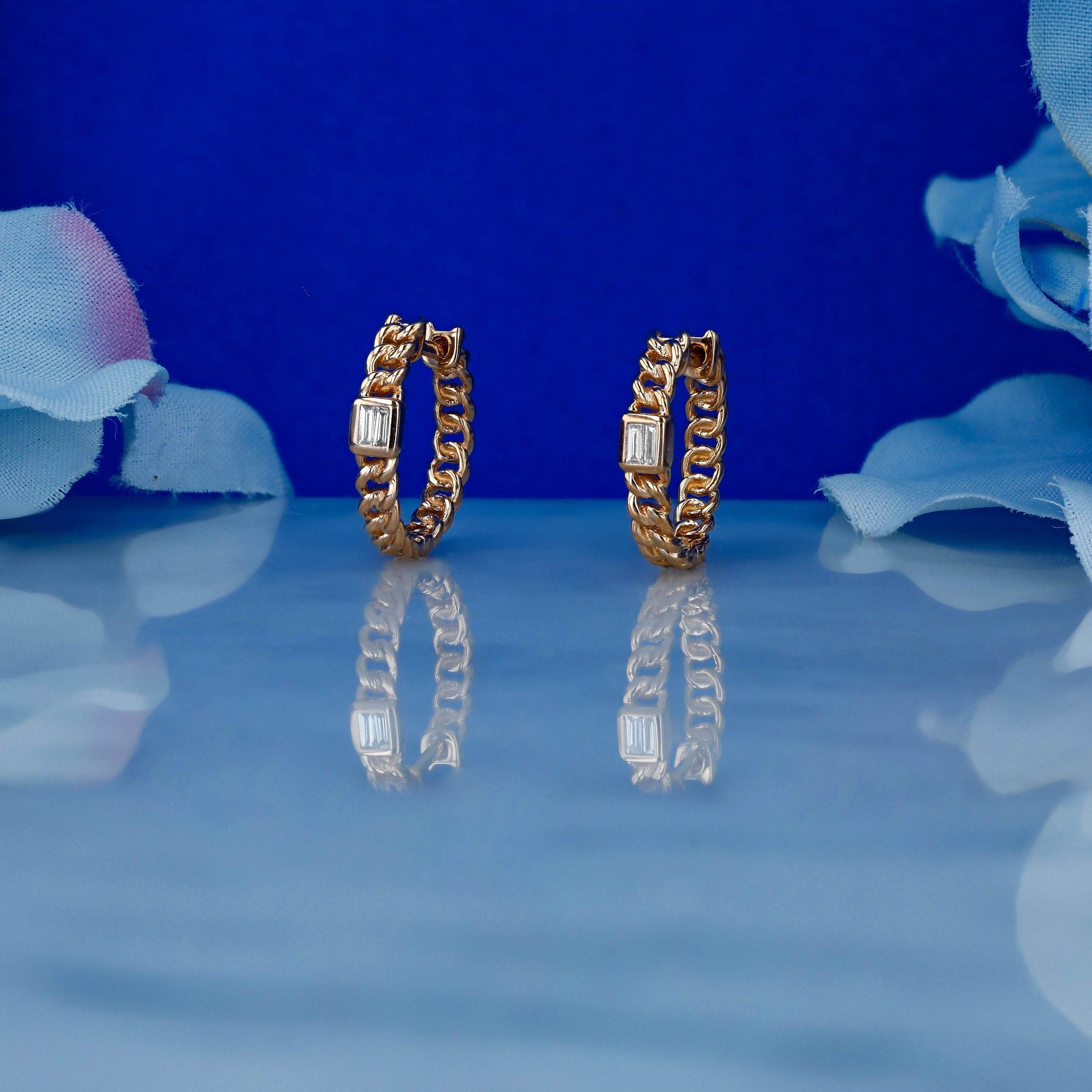 0.80 TCW Baguette Moissanite Diamond Huggie Hoop Earrings - Camila Brown