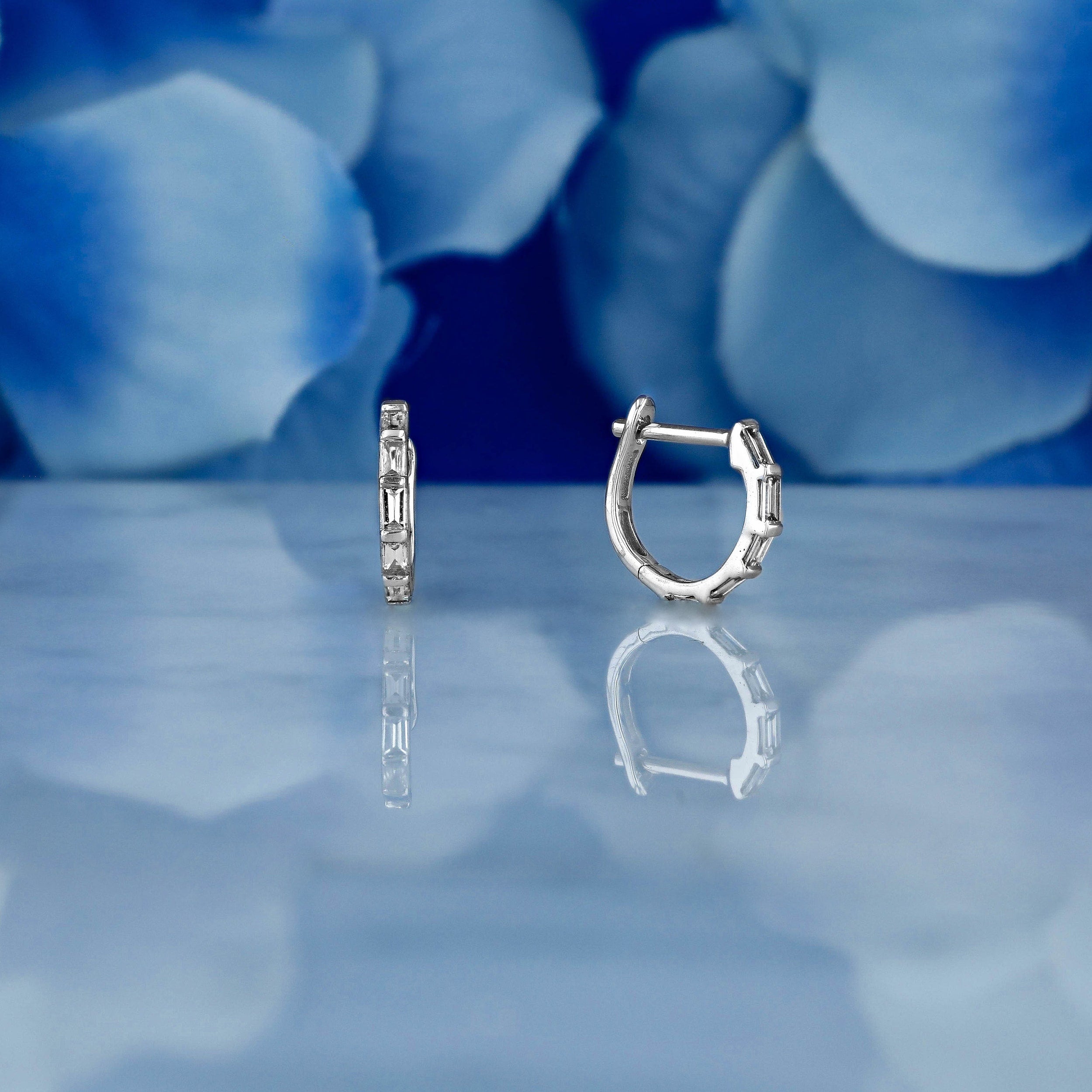 0.22 TCW Baguette Moissanite Diamond Hoop Earrings - Camila Brown
