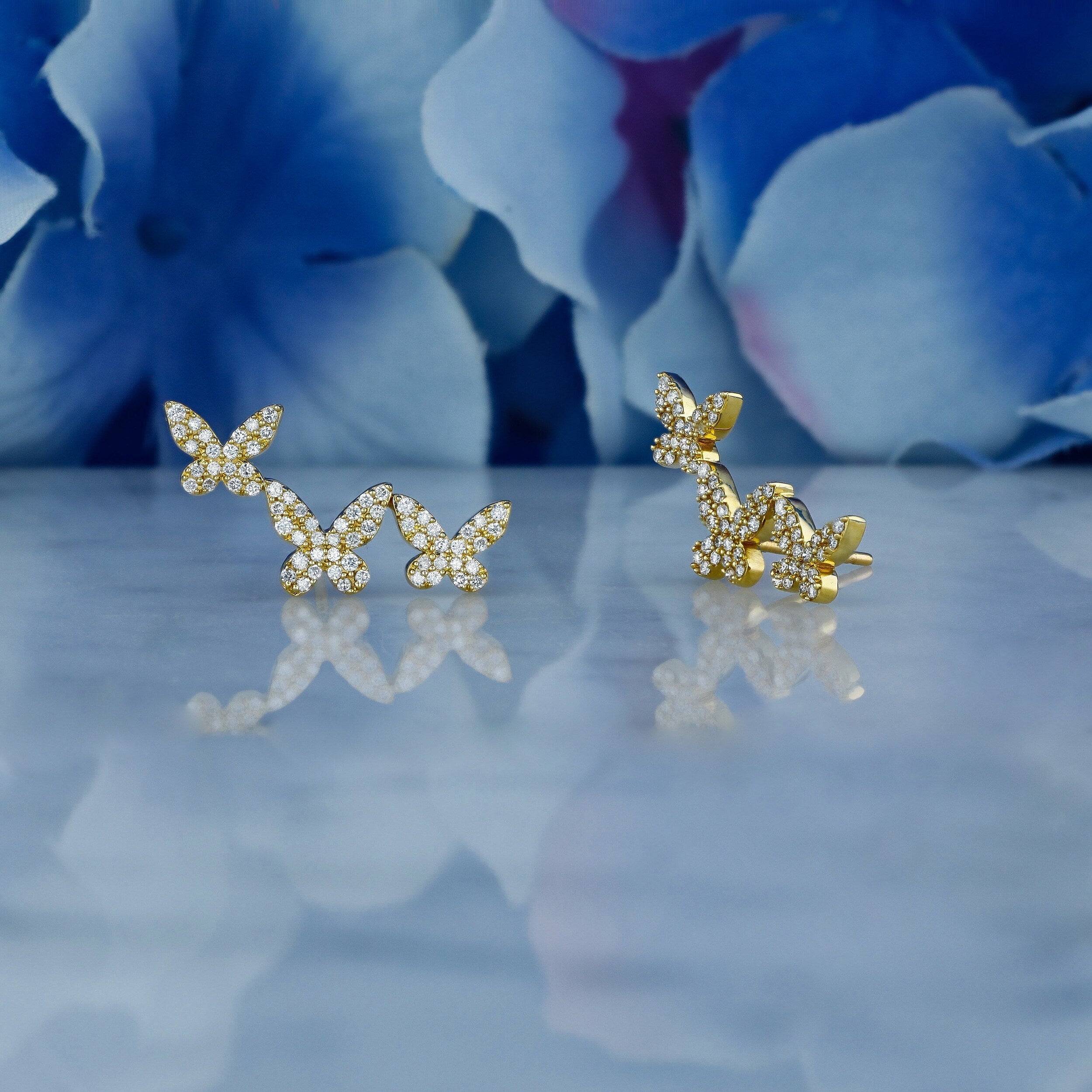 0.56 TCW Round Moissanite Diamond Ear Crawlers Earrings - Camila Brown