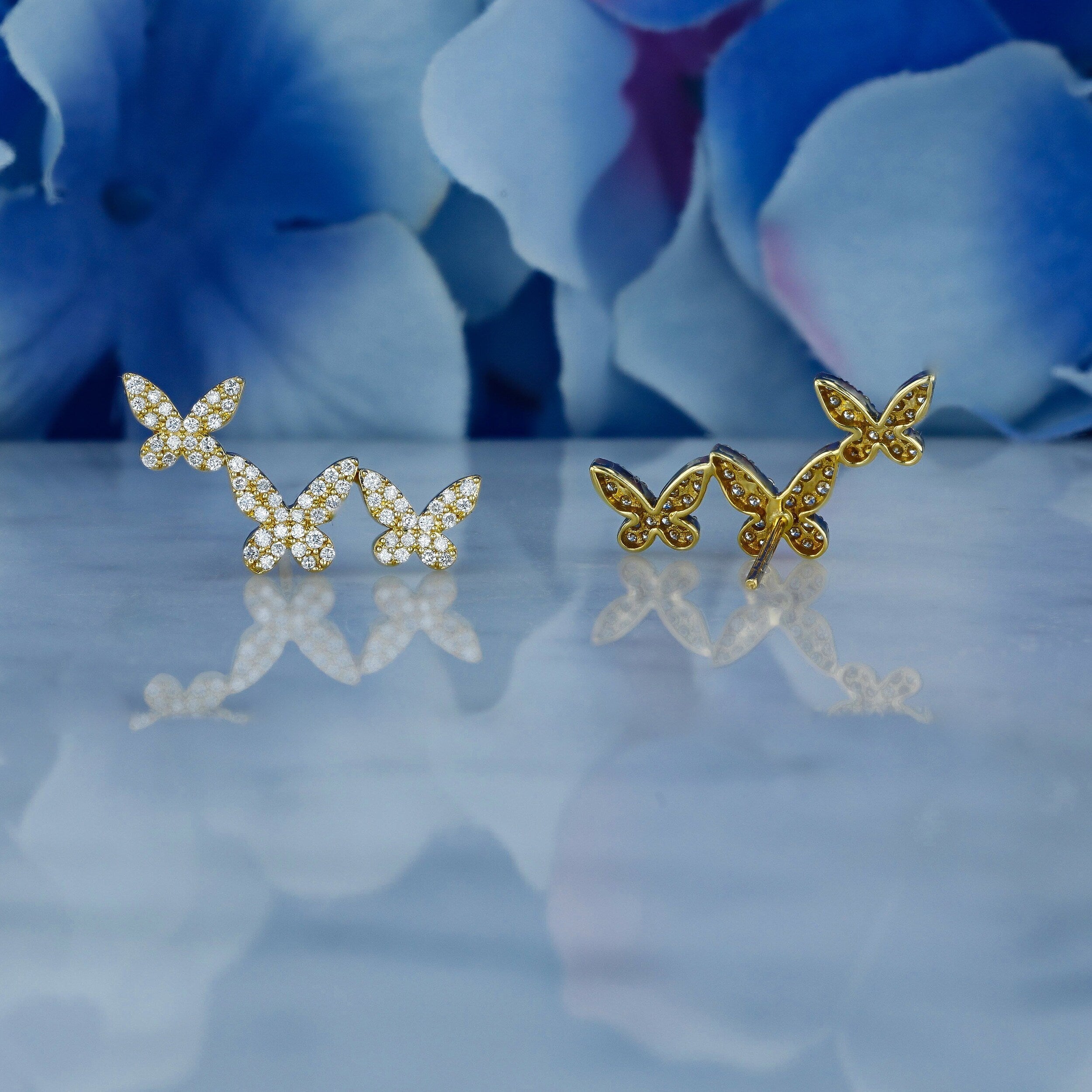 0.56 TCW Round Moissanite Diamond Ear Crawlers Earrings - Camila Brown