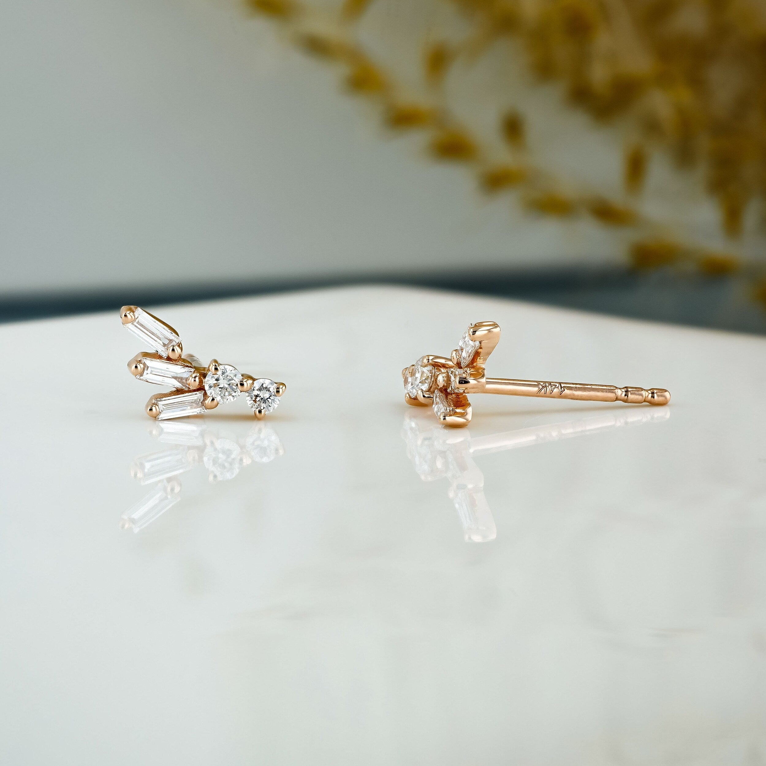 0.23 TCW Round & Baguette Moissanite Diamond Cluster Earrings - Camila Brown