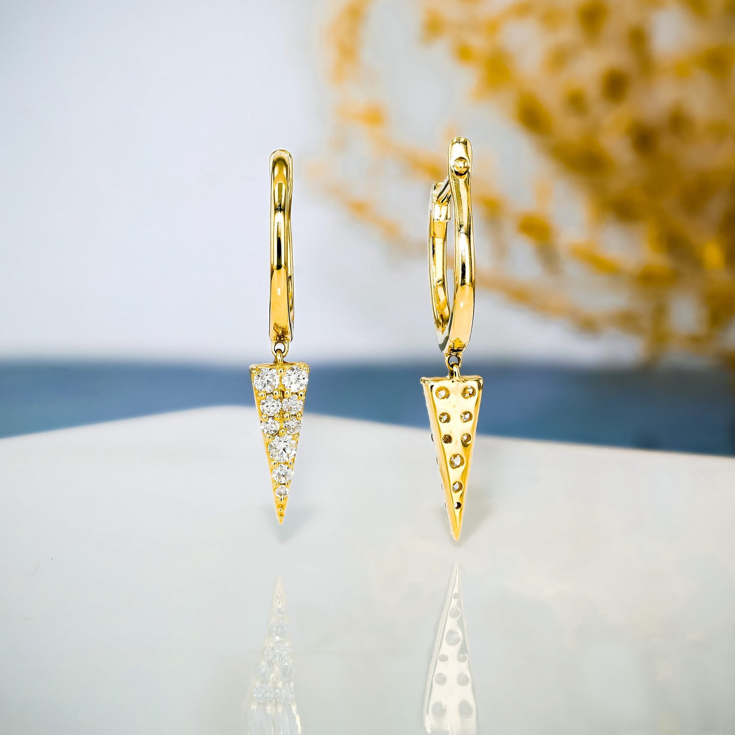 0.25 TCW Round Moissanite Diamond Drop Hoop Earrings - Camila Brown