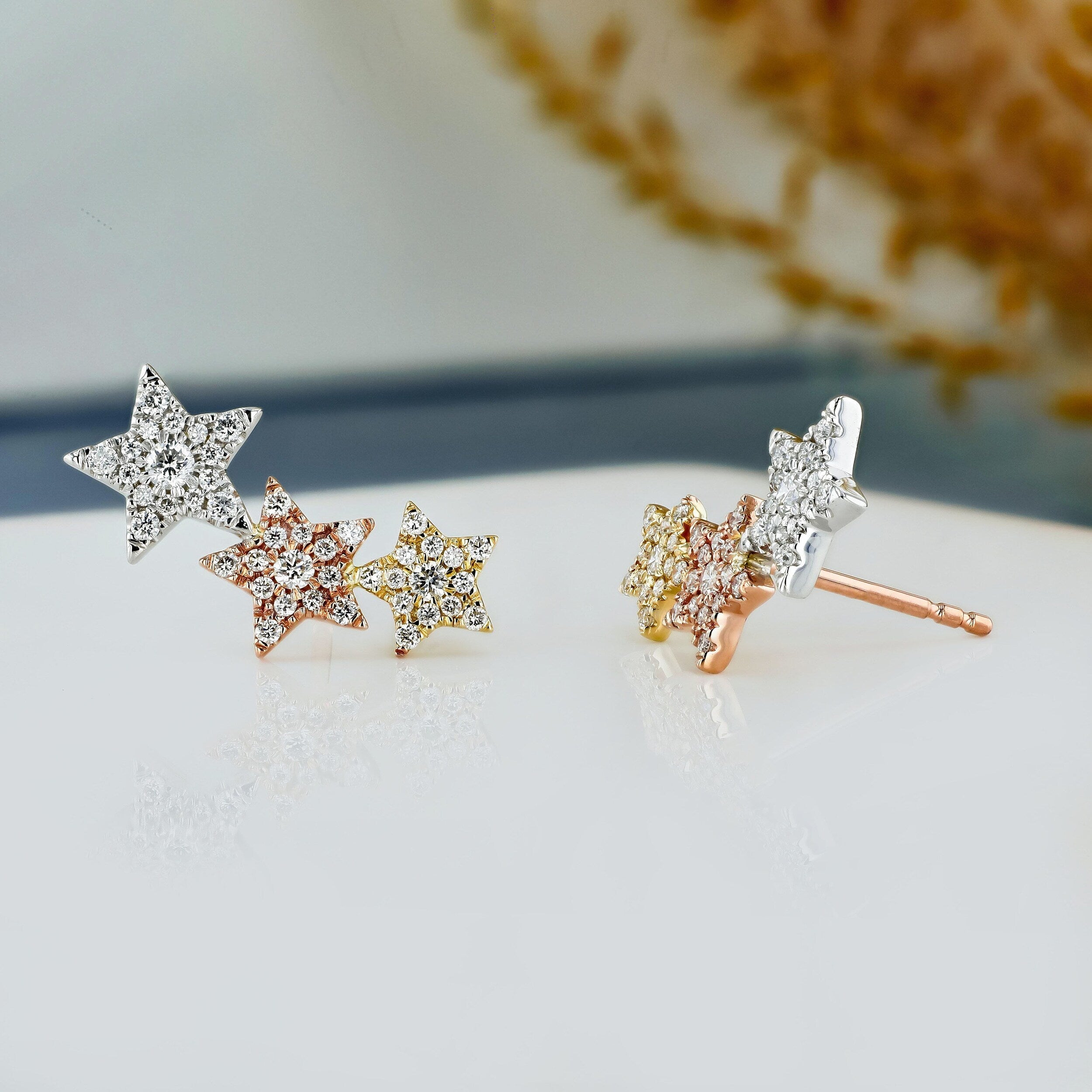 0.45 TCW Round Moissanite Diamond Trio Ear Crawler Earrings - Camila Brown