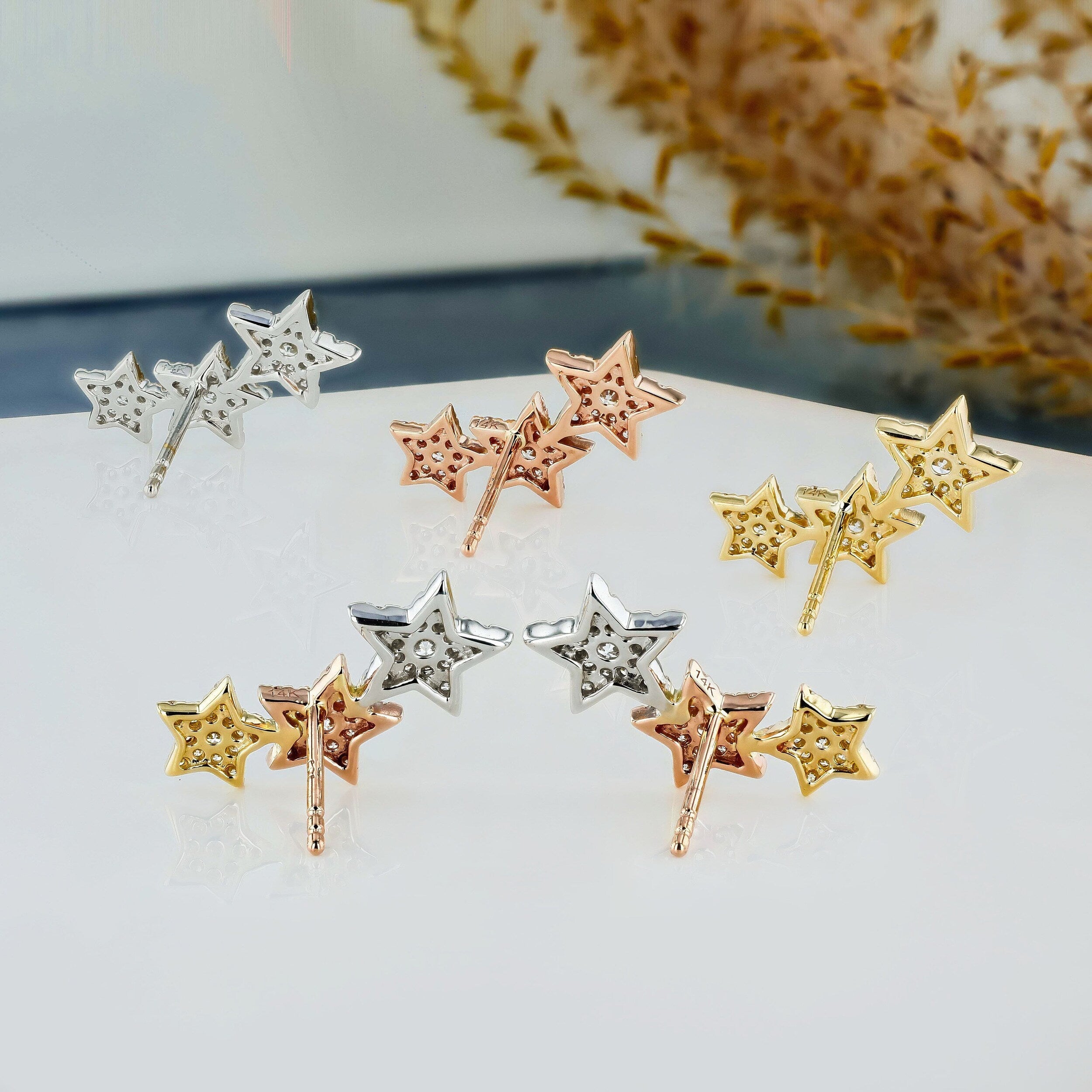 0.45 TCW Round Moissanite Diamond Trio Ear Crawler Earrings - Camila Brown