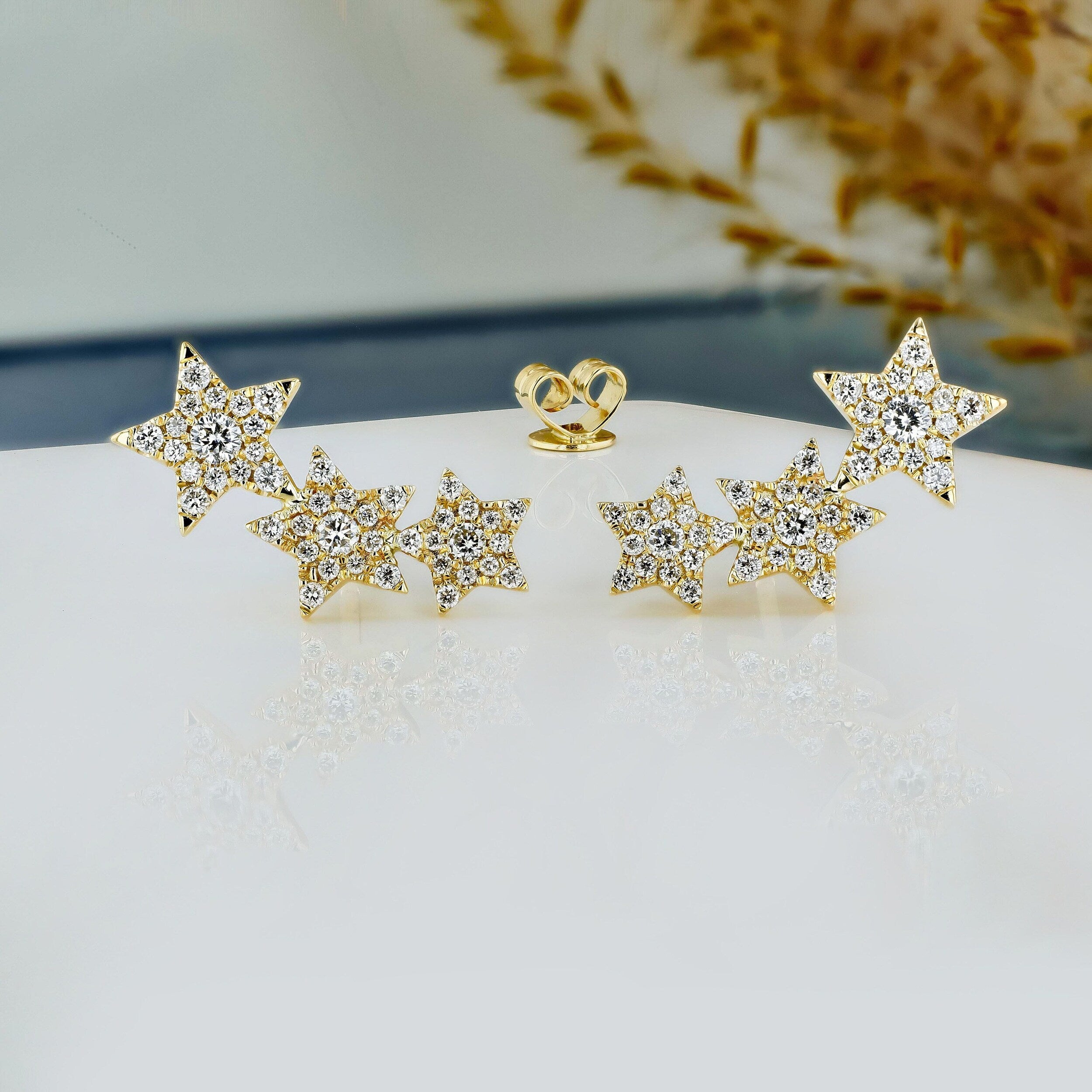 0.45 TCW Round Moissanite Diamond Trio Ear Crawler Earrings - Camila Brown