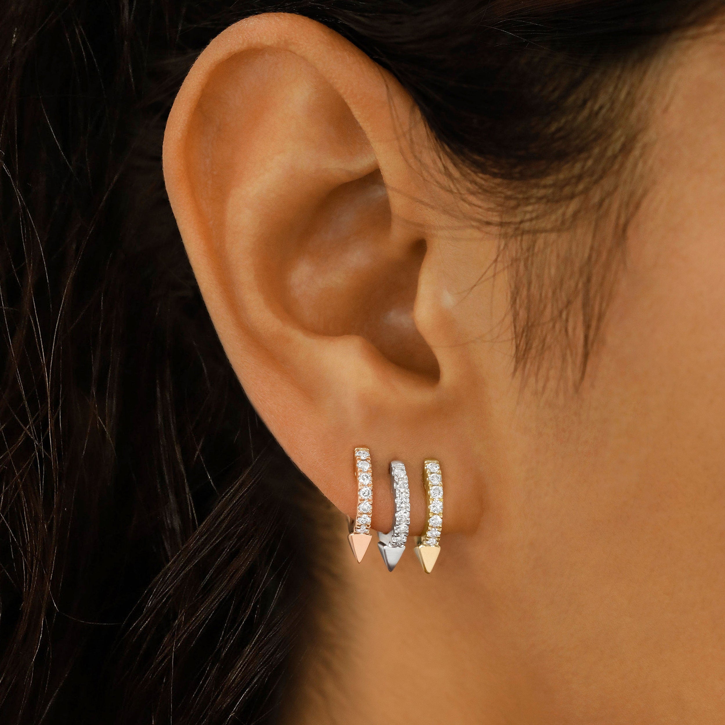 0.26 TCW Round Moissanite Diamond Huggie Hoop Earrings - Camila Brown